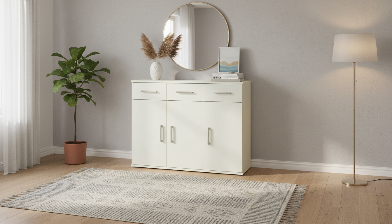 Comoda RESITA TYP 3, alb, DTD laminat, 105x35x80 cm