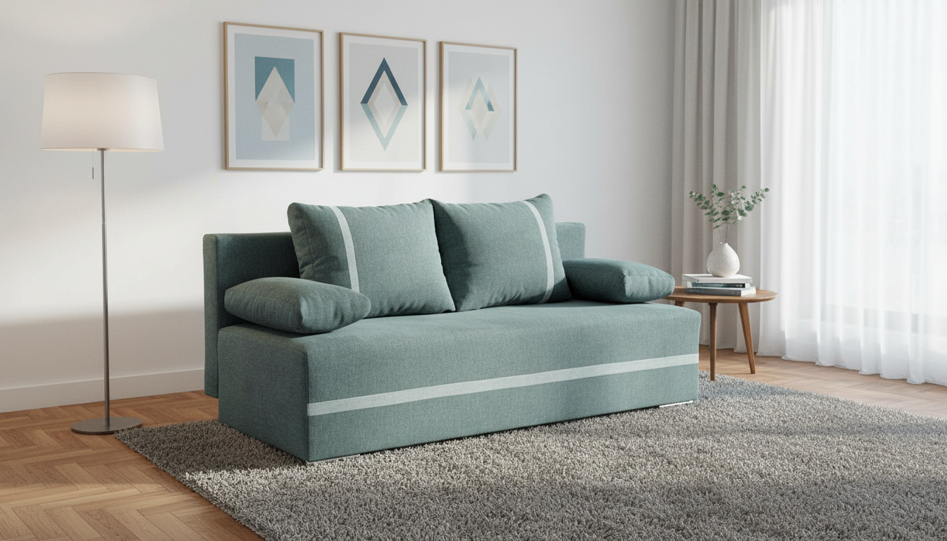 Canapea extensibila MATA, stofa catifelata verde - Aragon 75, 191x89x91 cm