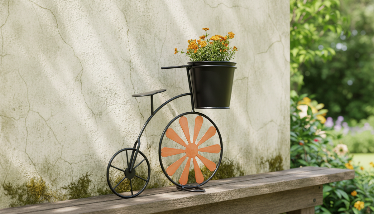 Ghiveci SEMIL, visiniu/negru, metal, 28x10x25 cm