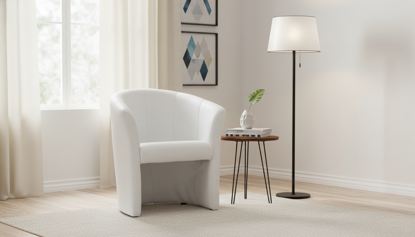 Fotoliu TM-1, alb/negru, piele ecologica/plastic, 67x60x76 cm