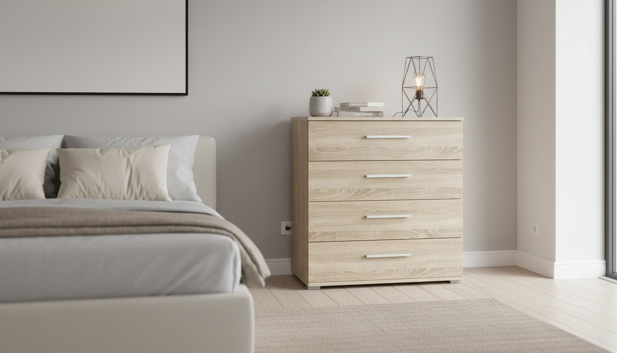 Comoda LIMA KM-3, stejar sonoma, PAL laminat, 77x40x82 cm