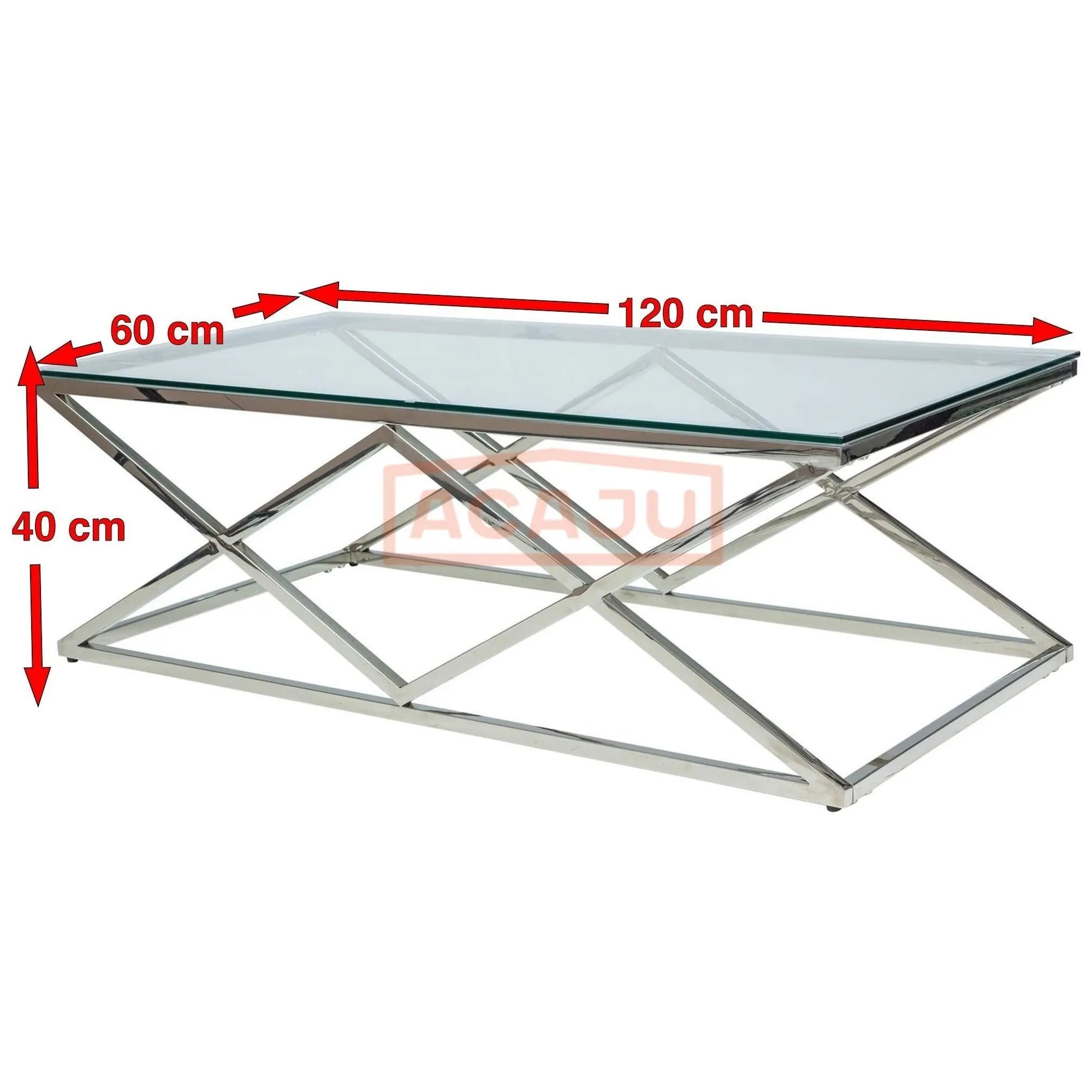 Masa Zegna A, transparent/crom, sticla securizata/metal, 120X60X40 cm