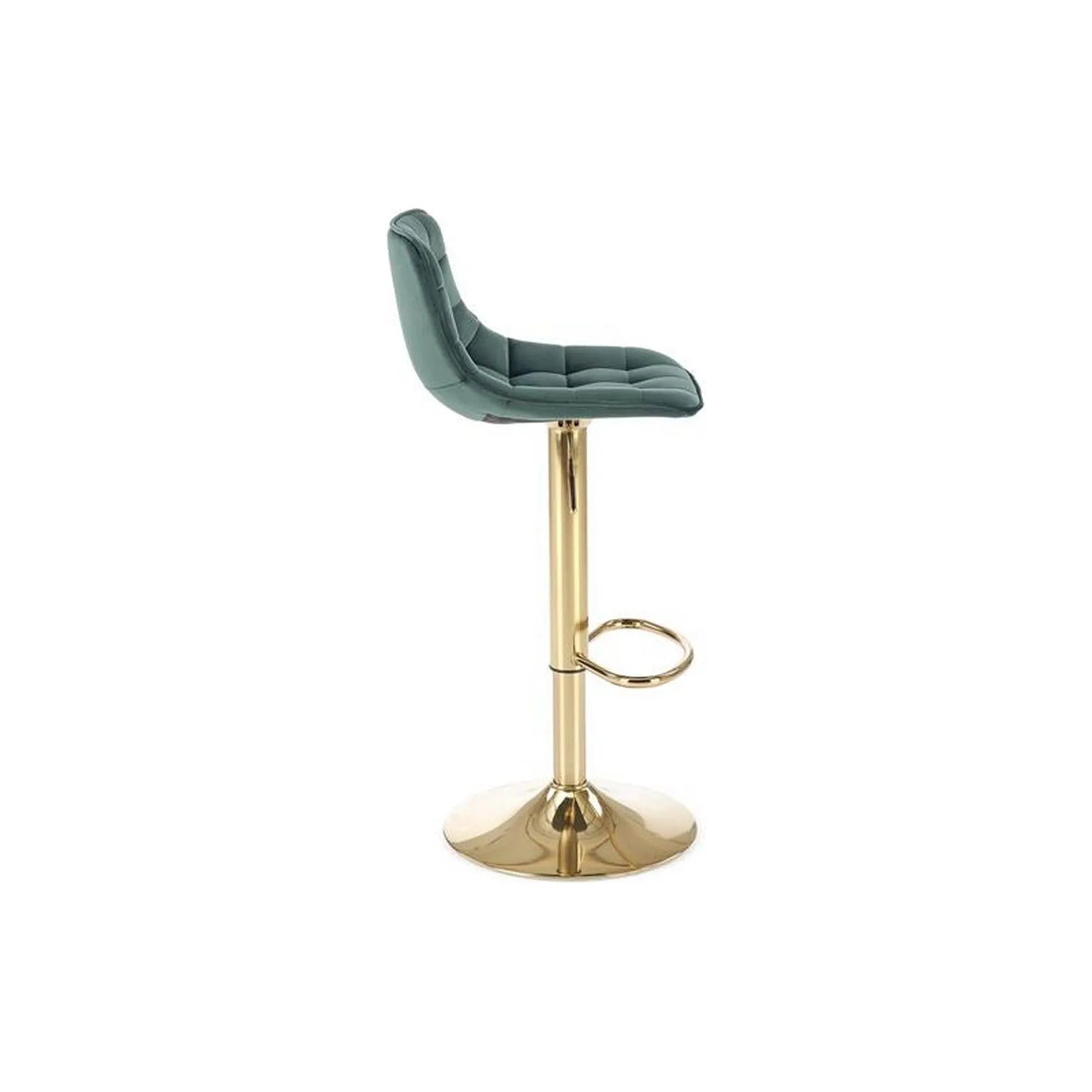 Scaun de bar H120, verde/auriu, stofa catifelata/otel, 43x44x84/106 cm