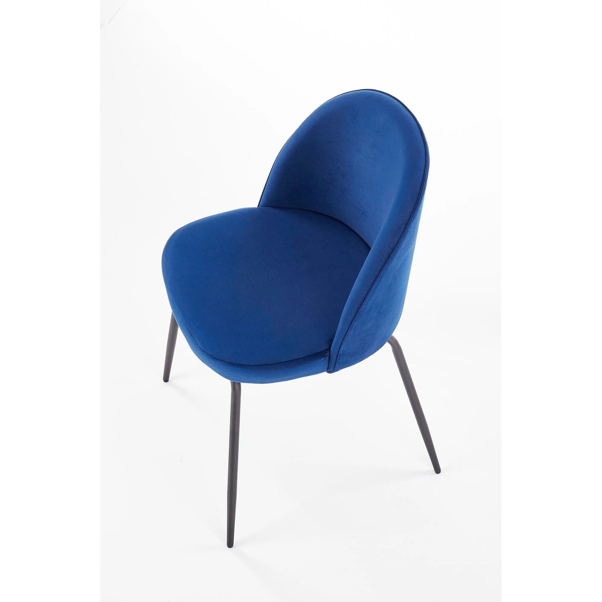 Scaun modern K314, albastru/negru, stofa catifelata/metal, 49x50x80 cm