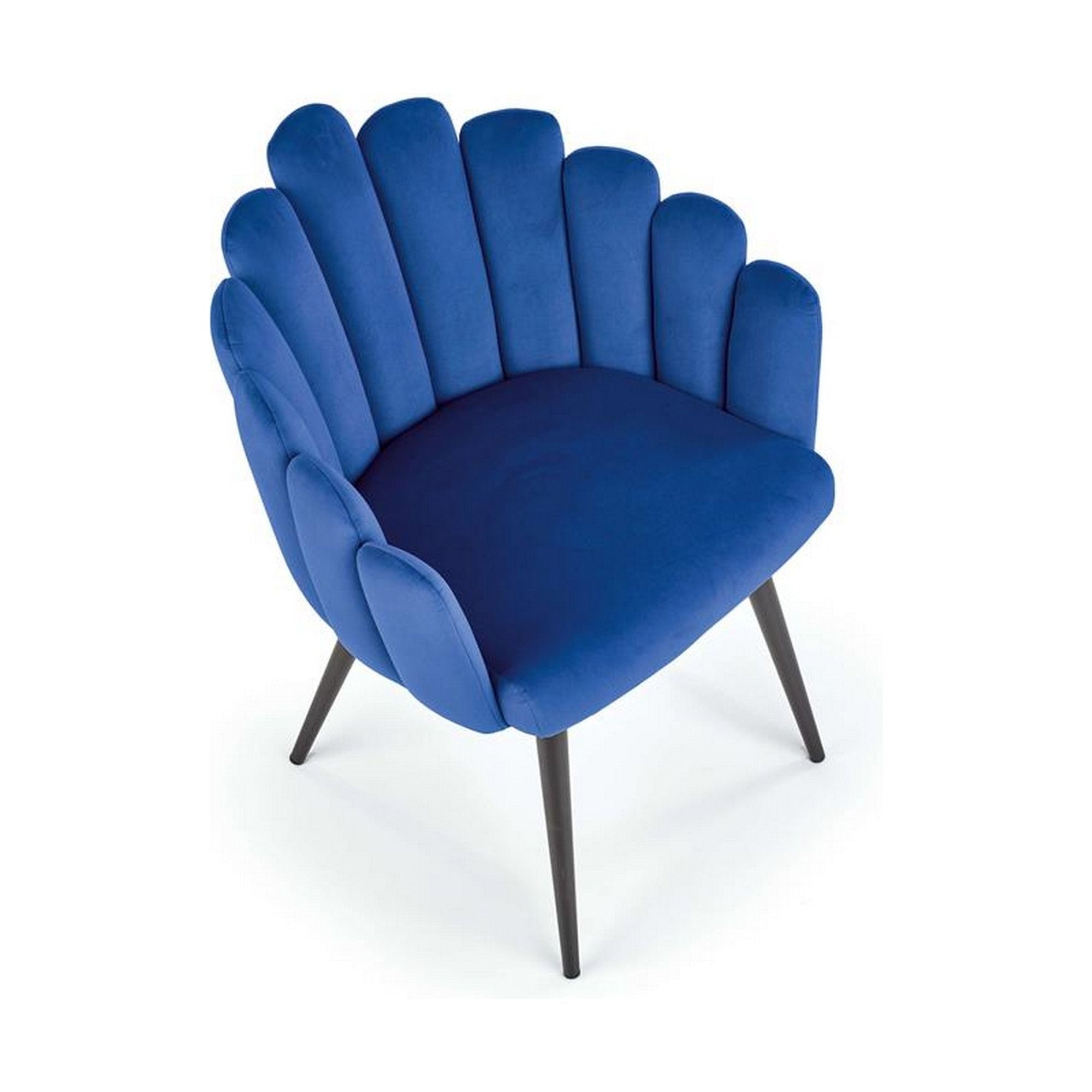 Scaun K410, albastru/negru, stofa catifelata/otel, 65x62x85 cm