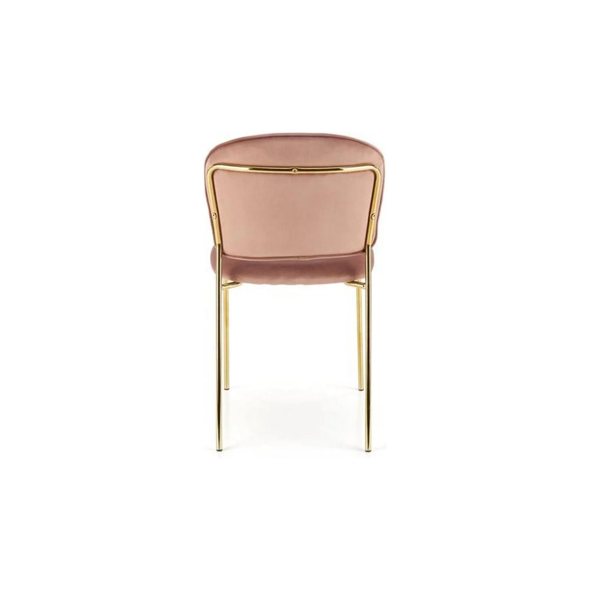 Scaun tapitat K499, roz/auriu, stofa catifelata, 47x56x85 cm