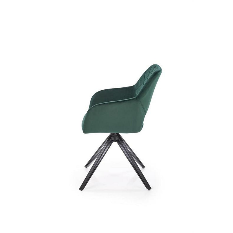 Scaun rotativ K535, verde inchis/negru, stofa catifelata/metal, 57x60x86 cm