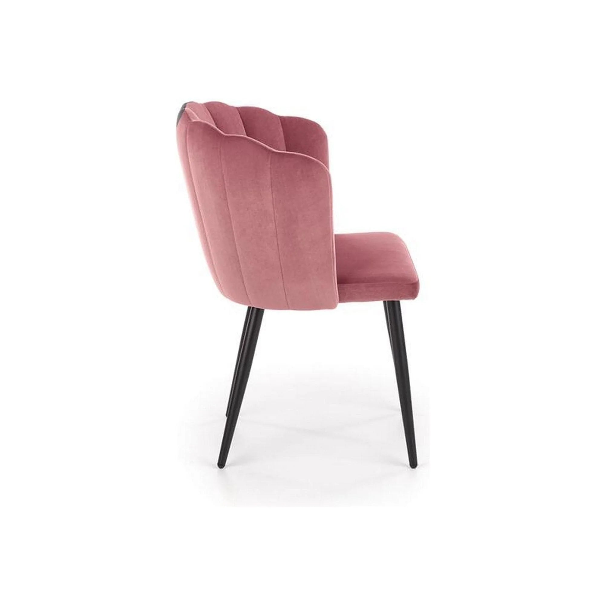 Scaun tapitat K386, roz/negru, stofa catifelat/metal, 60x58x84 cm