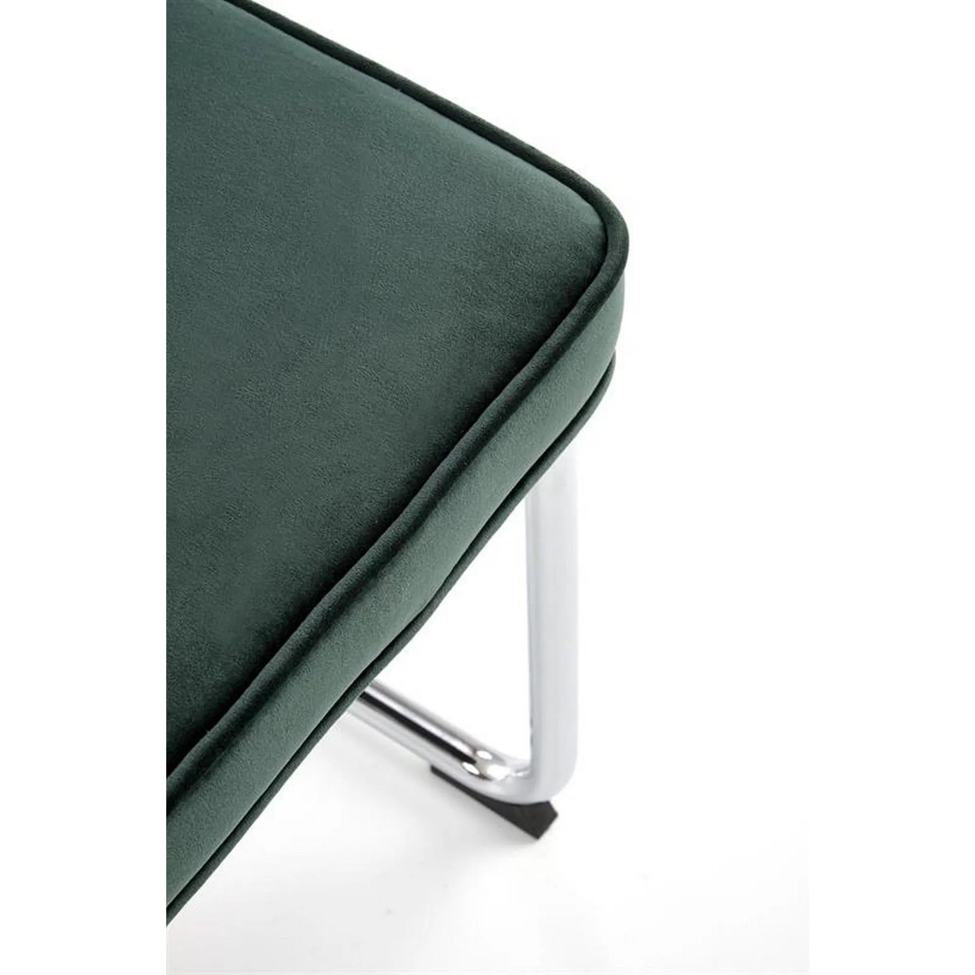 Scaun tapitat K510, verde inchis, stofa catifelata/otel cromat, 49x55x85 cm