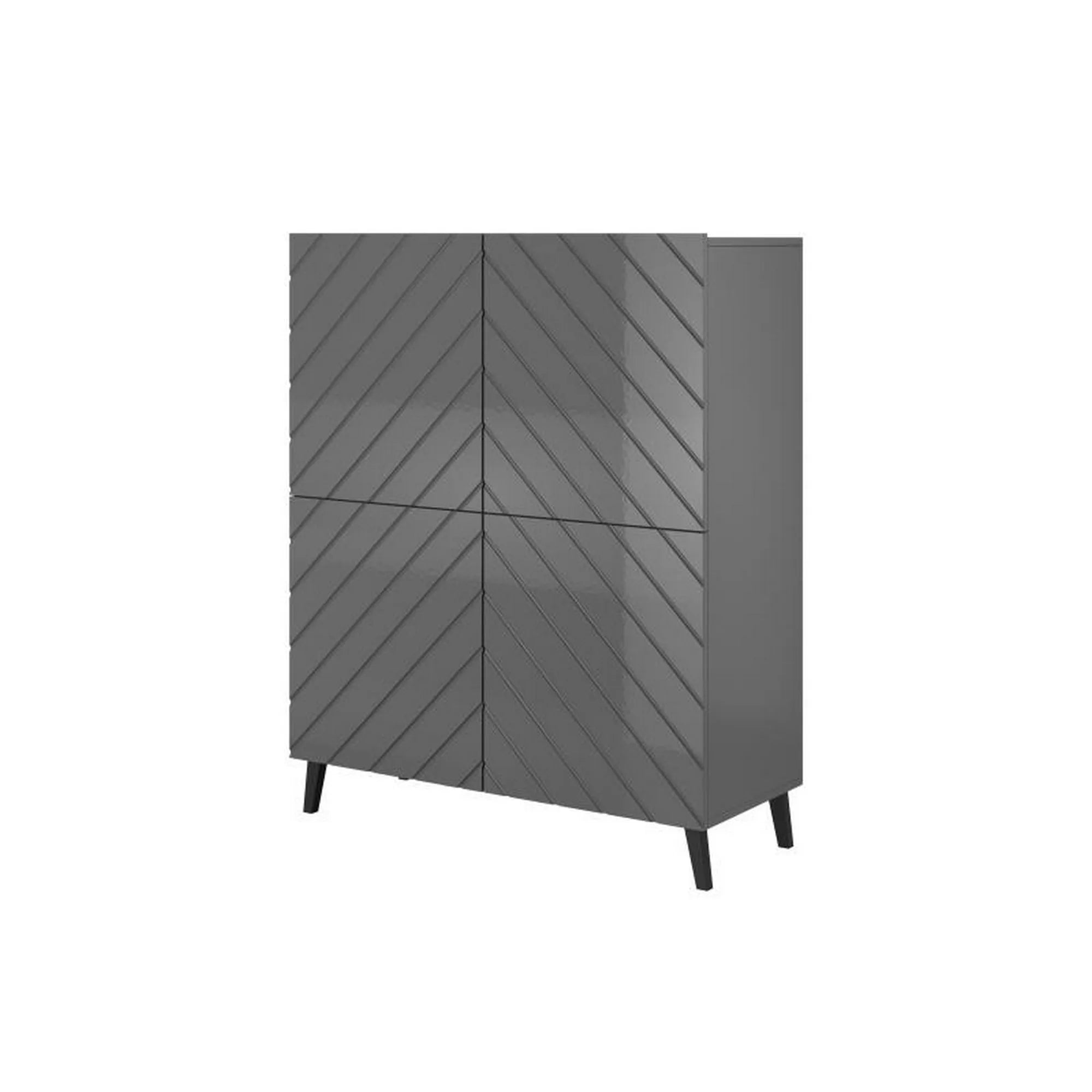 Comoda ABETO, gri grafit/negru, PAL, 101x40x122 cm