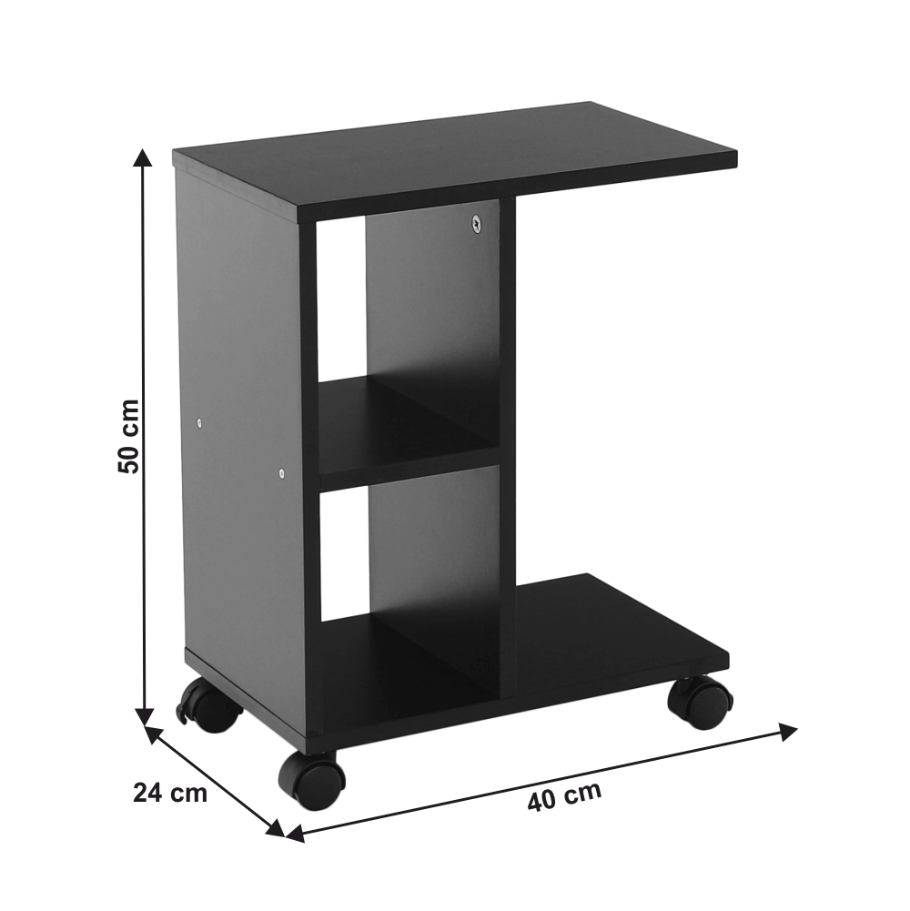 Masuta ABBAS NEW, negru, DTD laminat, 40x24x50 cm
