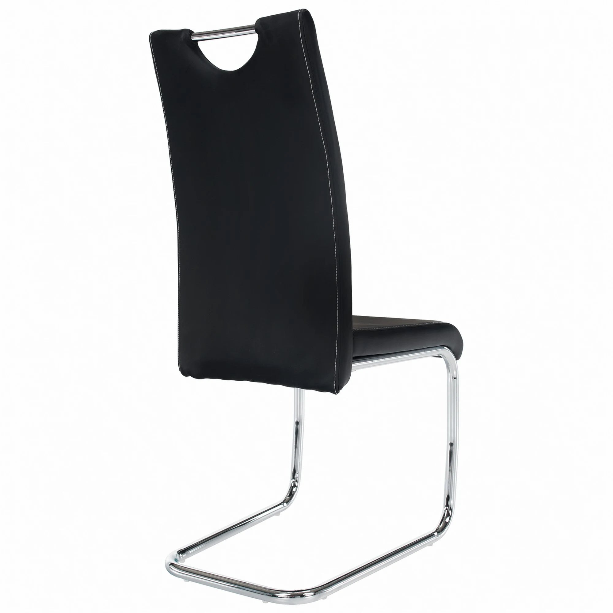 Scaun ABIRA NEW, negru/crom, piele PU/metal, 43x44x96 cm
