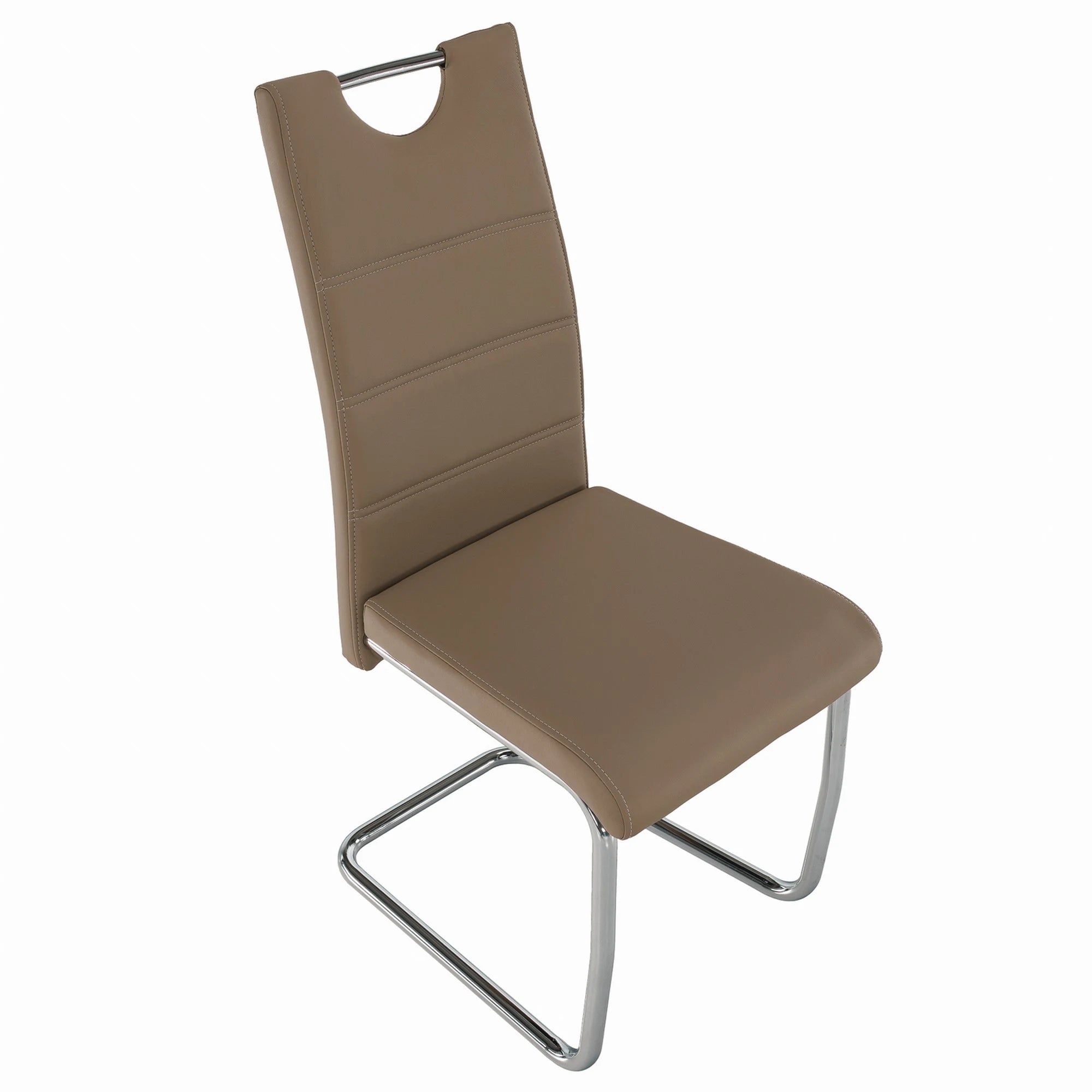 Scaun de bucatarie ABIRA NEW, cappuccino/crom, piele ecologica/metal, 43x44x96 cm
