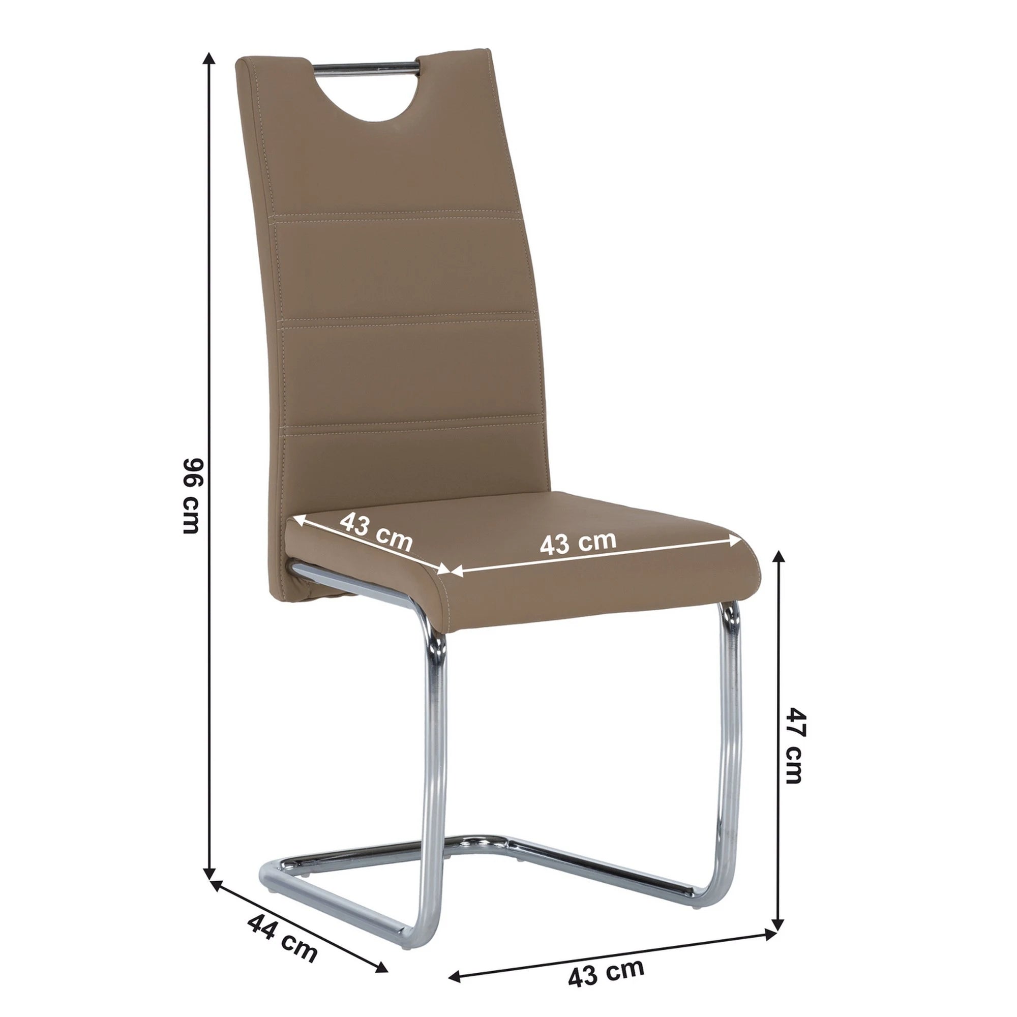 Scaun de bucatarie ABIRA NEW, cappuccino/crom, piele ecologica/metal, 43x44x96 cm