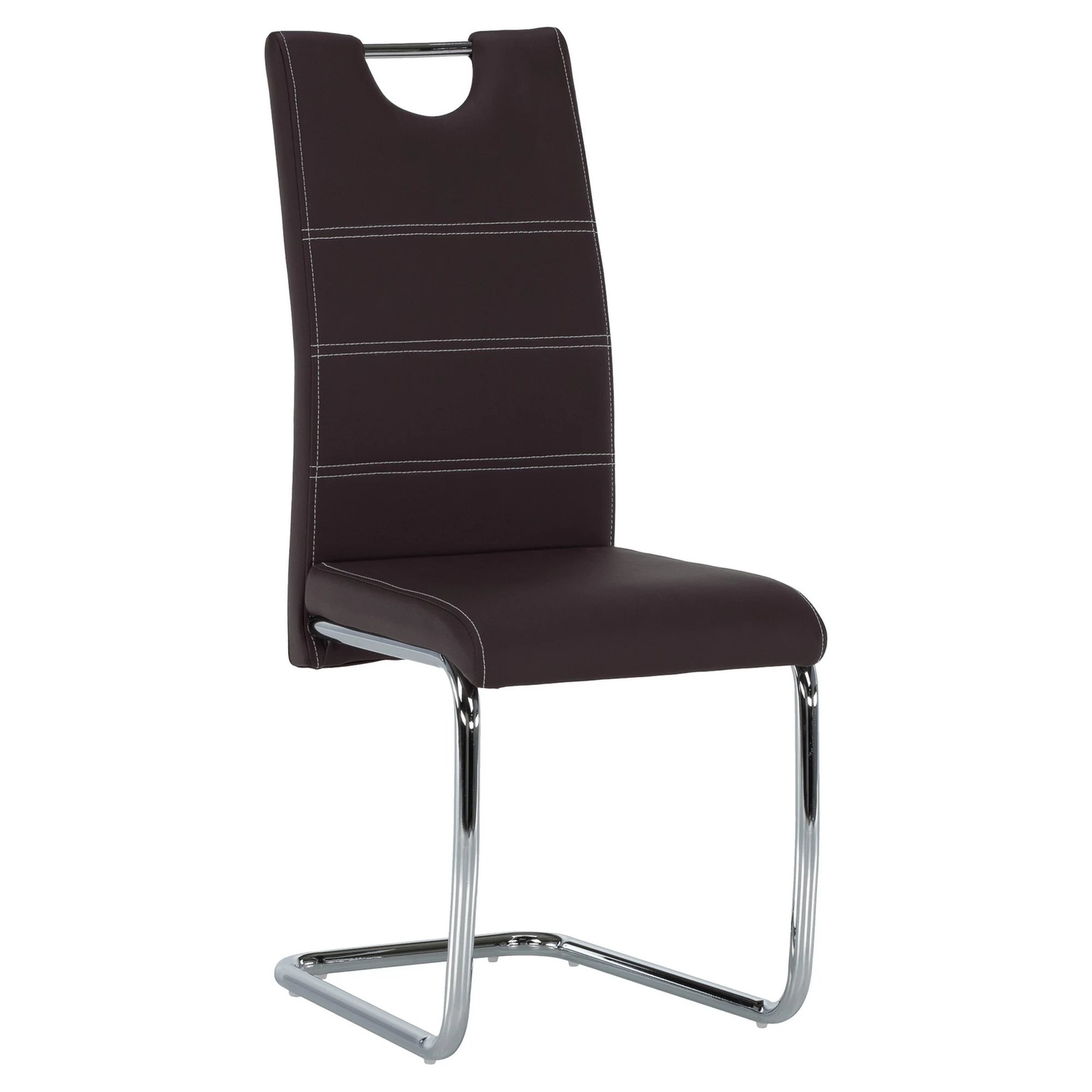 Scaun ABIRA NEW, maro/crom, piele ecologica/metal, 43x44x96 cm