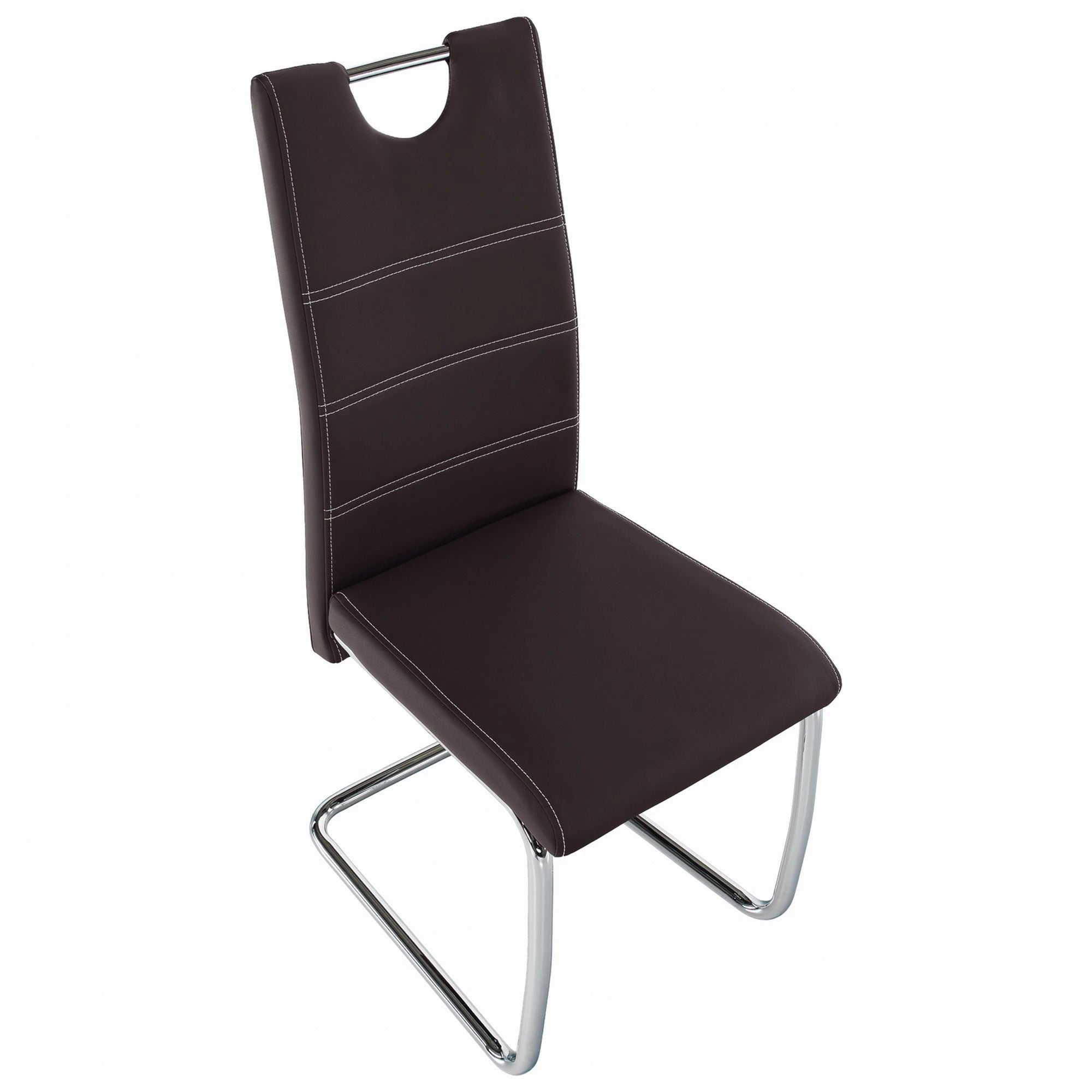 Scaun ABIRA NEW, maro/crom, piele ecologica/metal, 43x44x96 cm