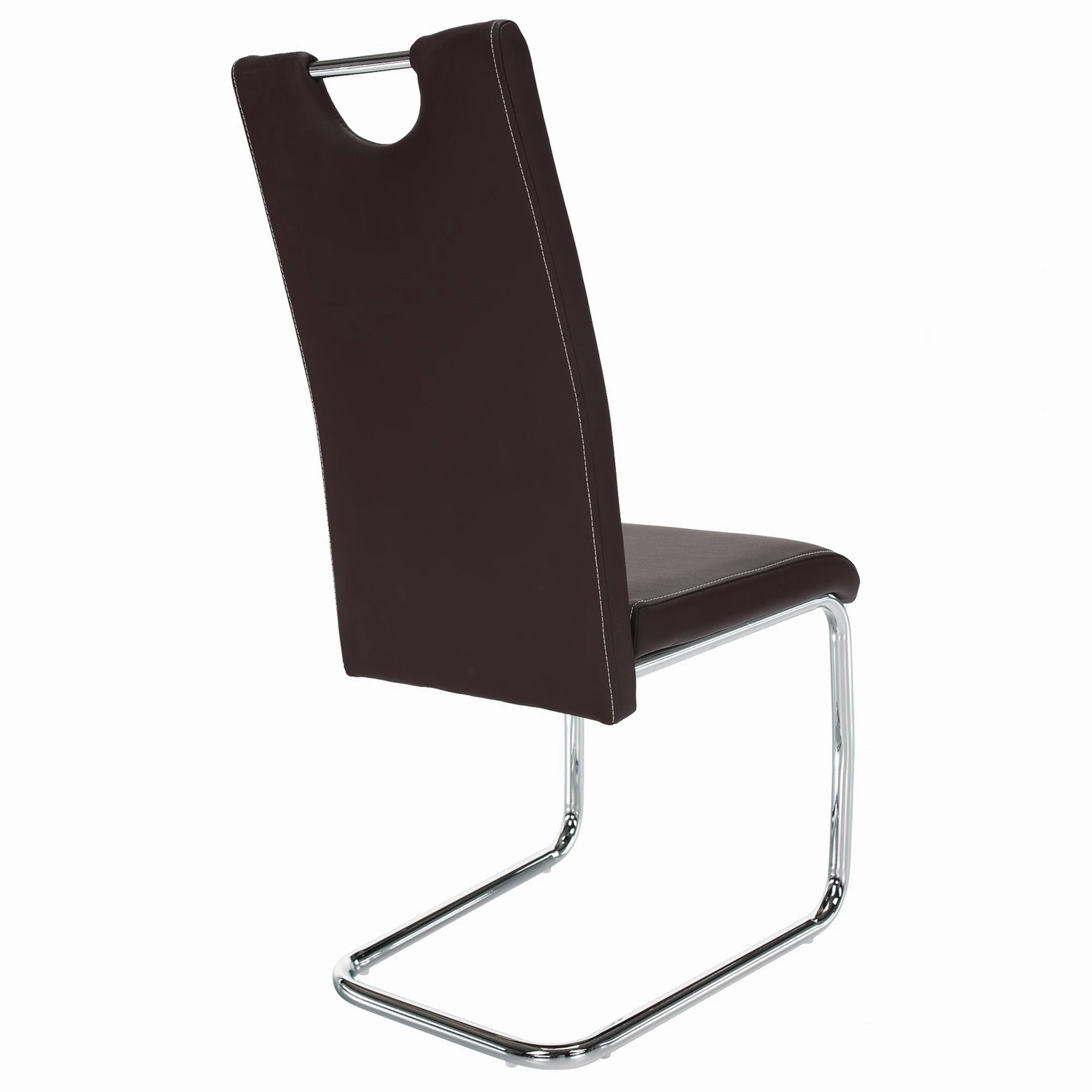 Scaun ABIRA NEW, maro/crom, piele ecologica/metal, 43x44x96 cm