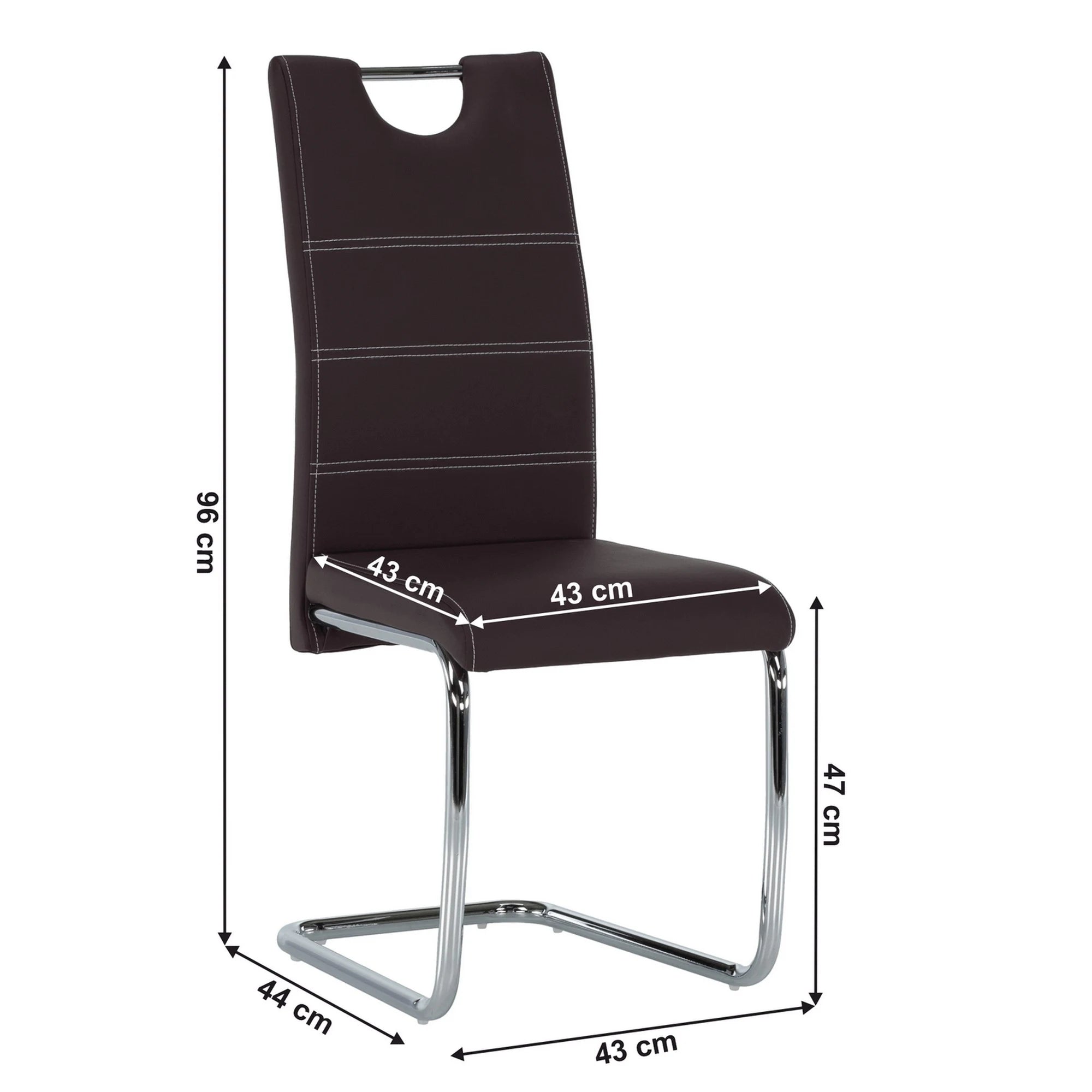 Scaun ABIRA NEW, maro/crom, piele ecologica/metal, 43x44x96 cm