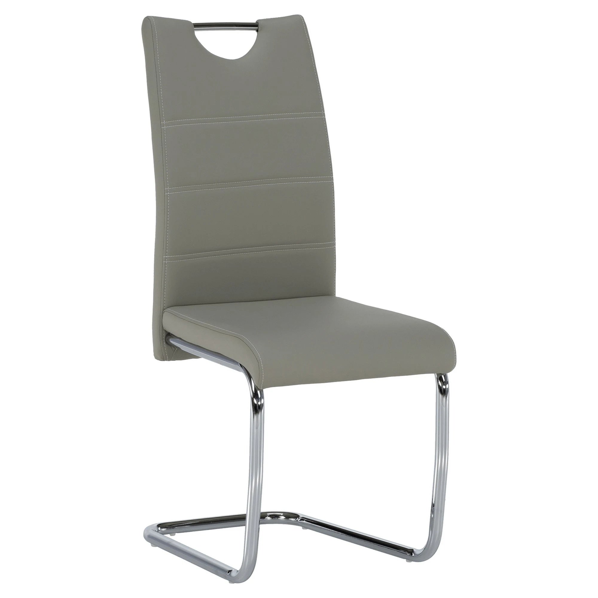 Scaun de bucatarie ABIRA NEW, gri deschis/crom, piele ecologica/metal, 43x44x96 cm