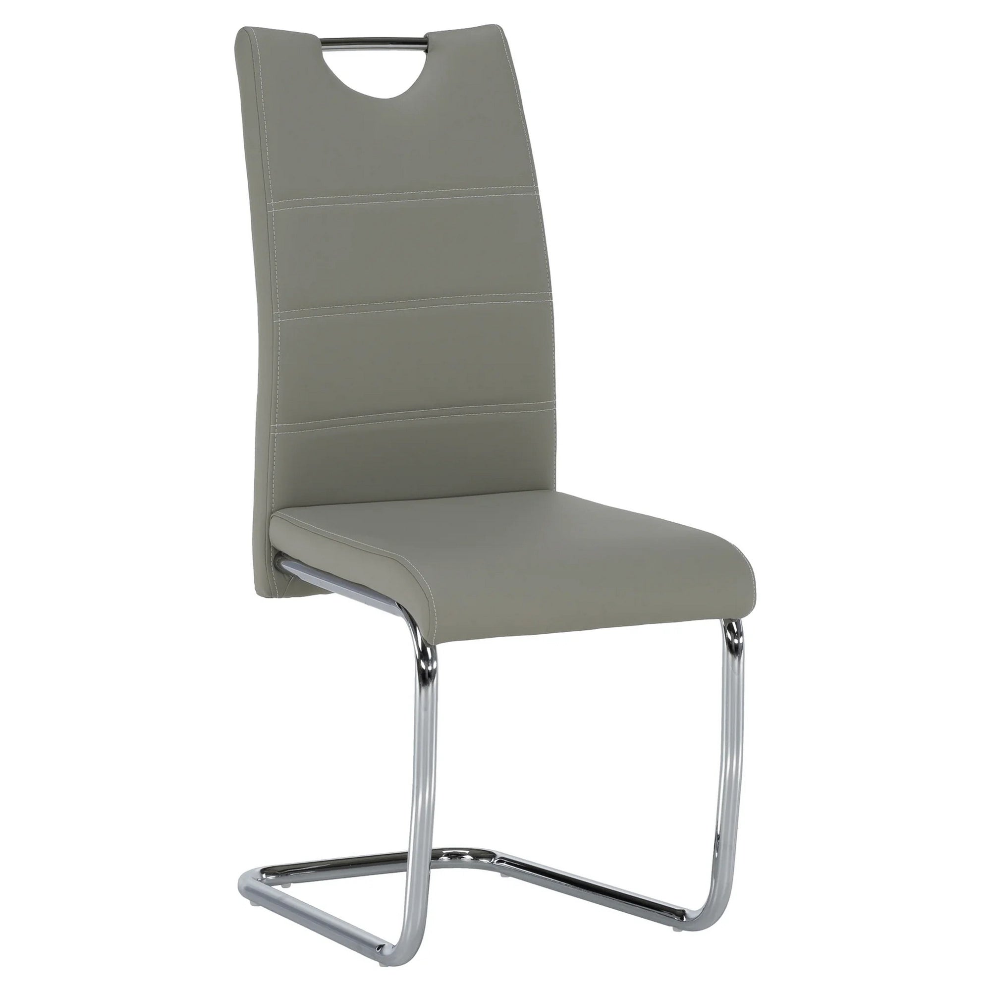 Scaun de bucatarie ABIRA NEW, gri deschis/crom, piele ecologica/metal, 43x44x96 cm