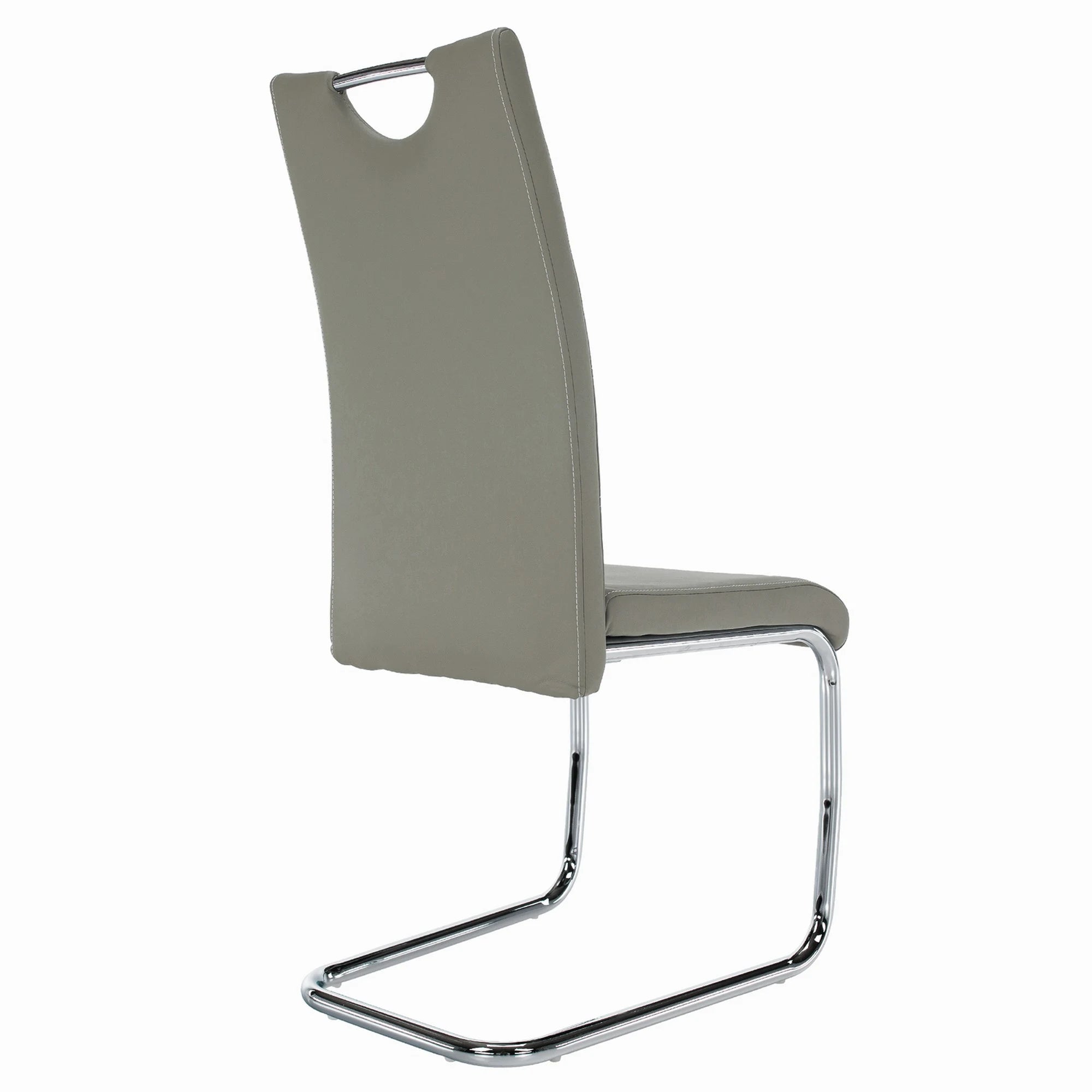 Scaun de bucatarie ABIRA NEW, gri deschis/crom, piele ecologica/metal, 43x44x96 cm