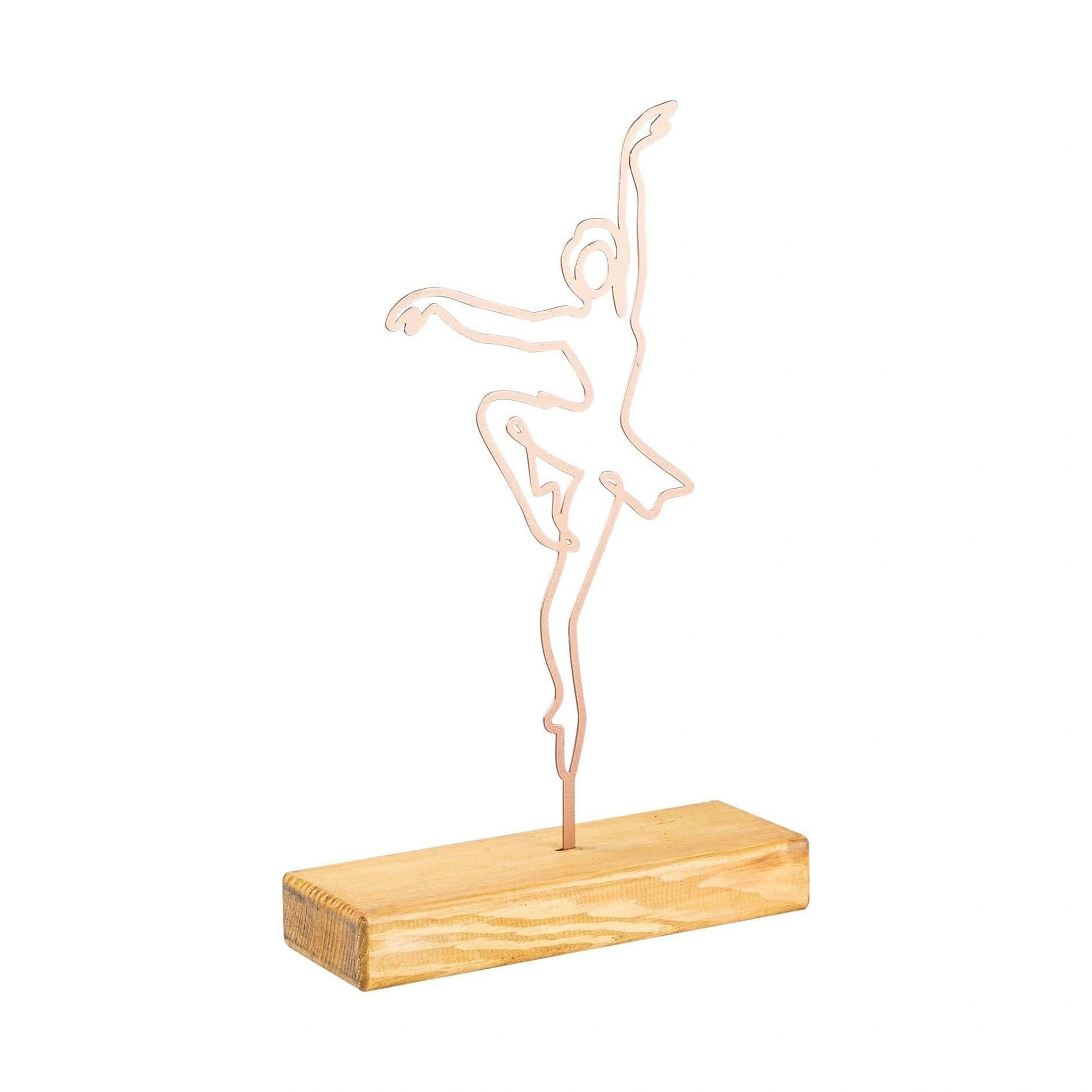 Accesoriu decorativ BALLERINA, roz/stejar, metal/lemn, 20x4x40 cm
