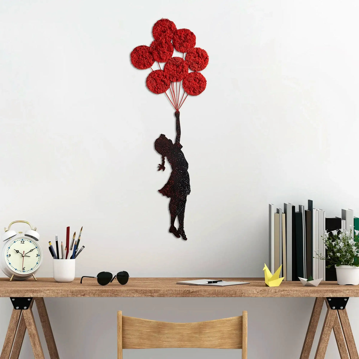 Accesoriu decorativ BANKSY - 11-1, roșu / negru, metal, 100x34 cm