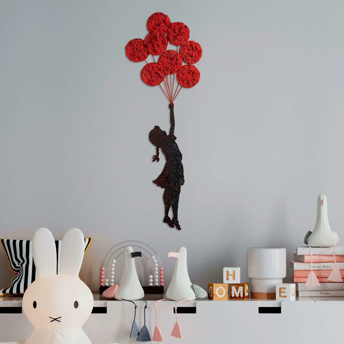 Accesoriu decorativ BANKSY - 11-1, roșu / negru, metal, 100x34 cm