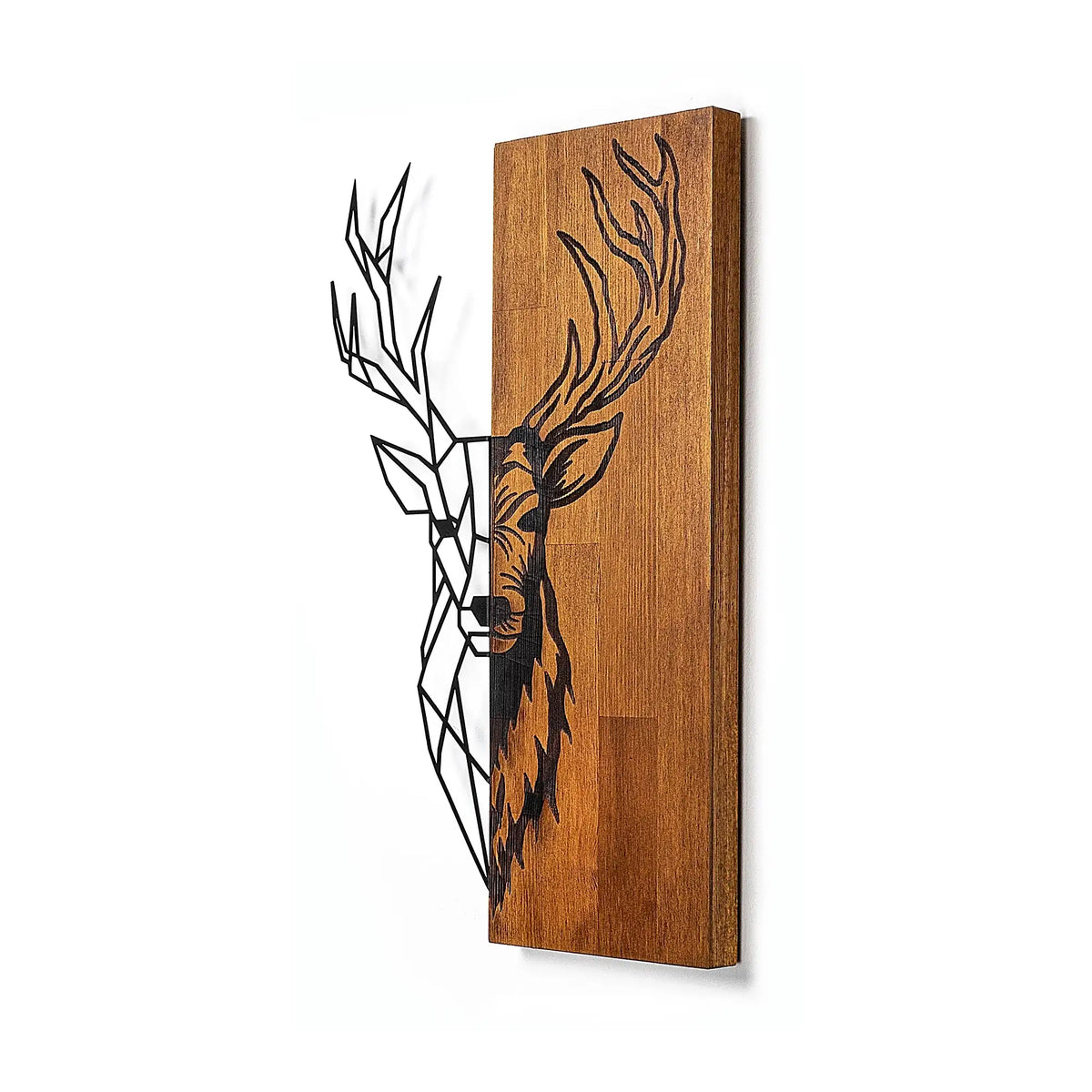 Accesoriu decorativ DEER 1, nuc / negru, metal, lemn, 33x58 cm