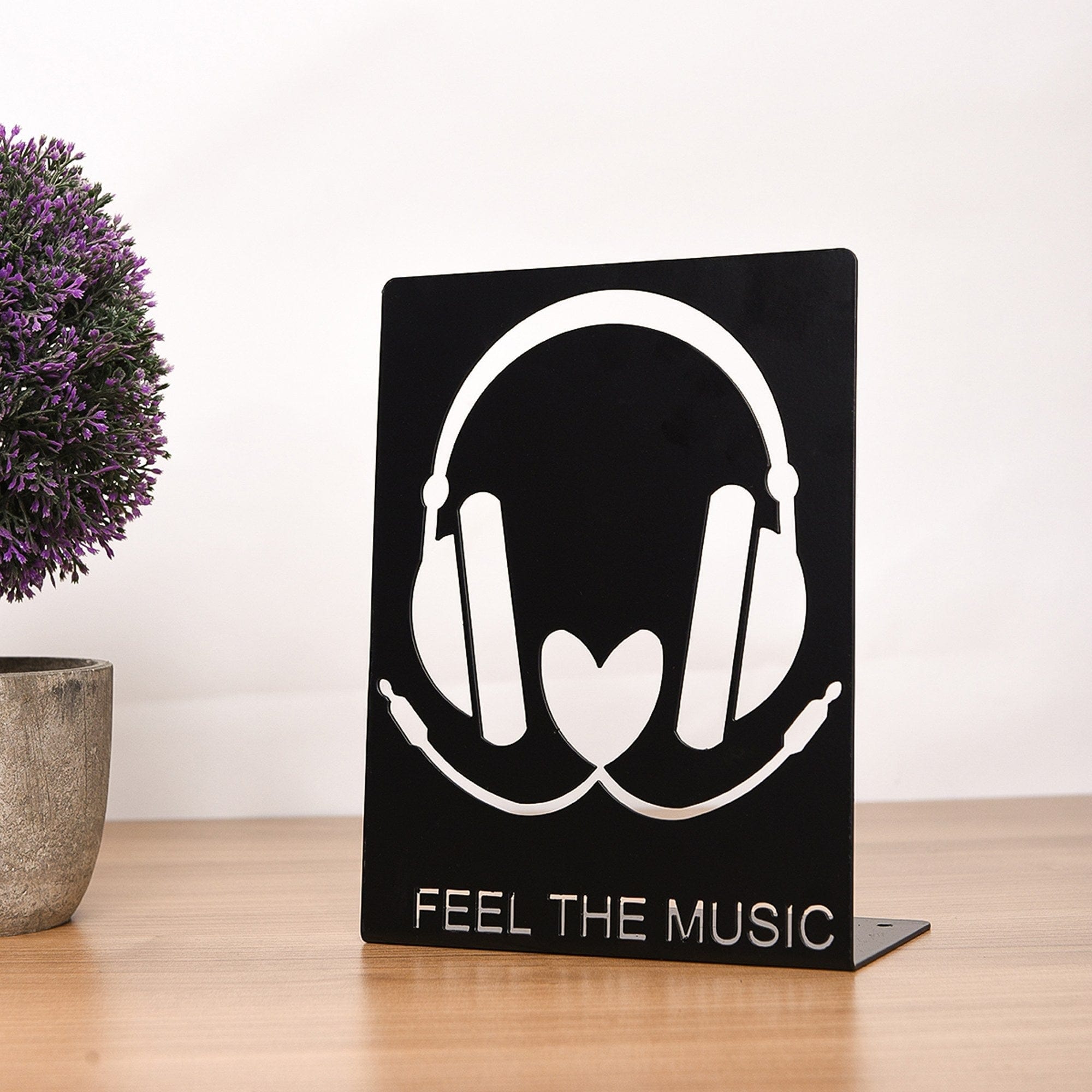 Accesoriu decorativ FEEL THE MUSIC, negru, metal, 15x20 cm