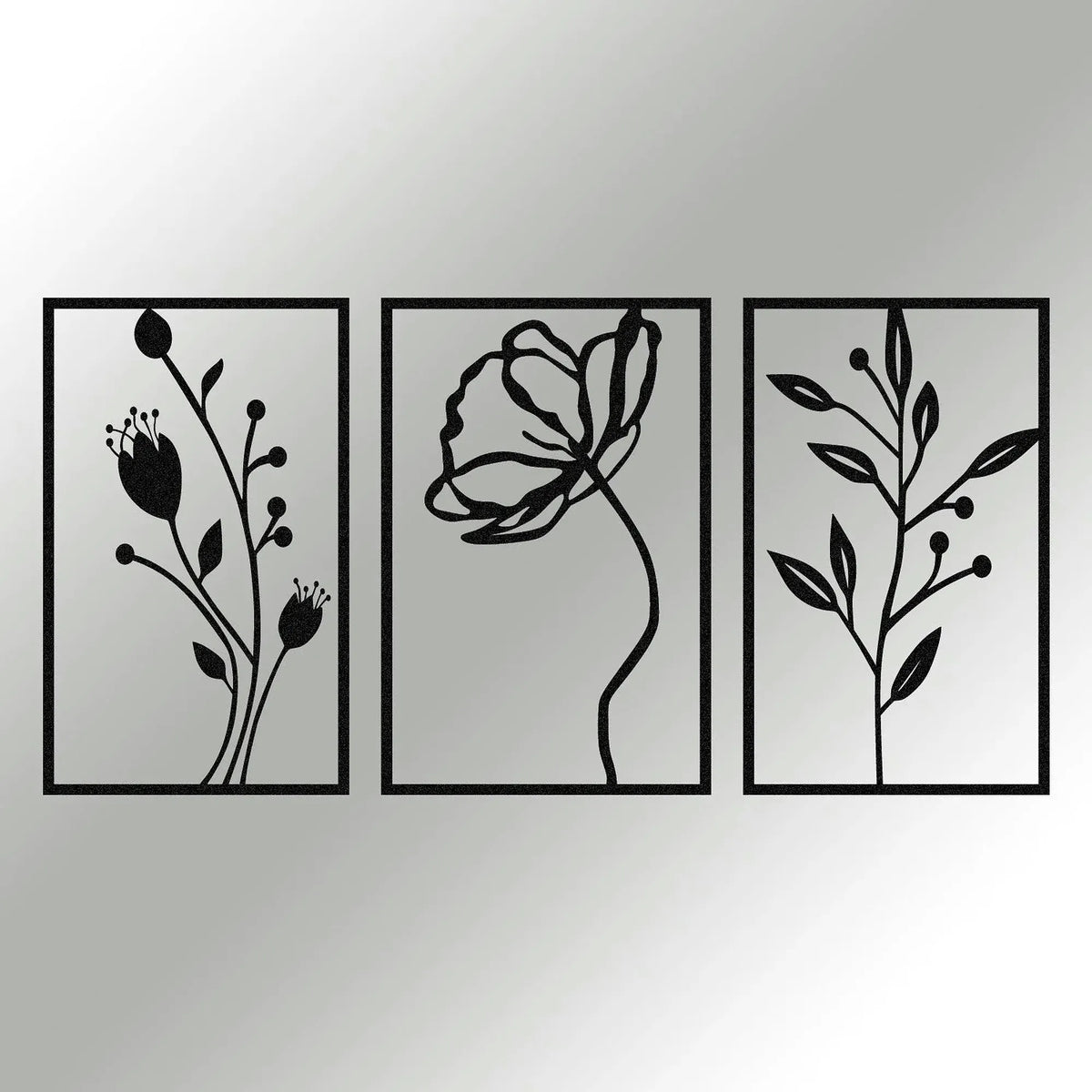 Accesoriu decorativ FLOWERS, negru, metal, 70x39 cm