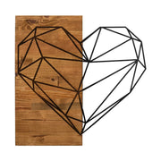 Accesoriu decorativ HEART, negru/nuc, metal, lemn, 58x58 cm