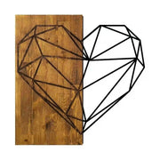 Accesoriu decorativ HEART, stejar/negru, lemn/metal, 58x58 cm