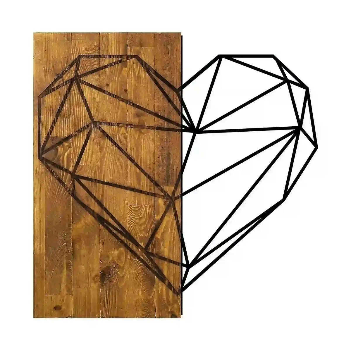 Accesoriu decorativ HEART, stejar/negru, lemn/metal, 58x58 cm