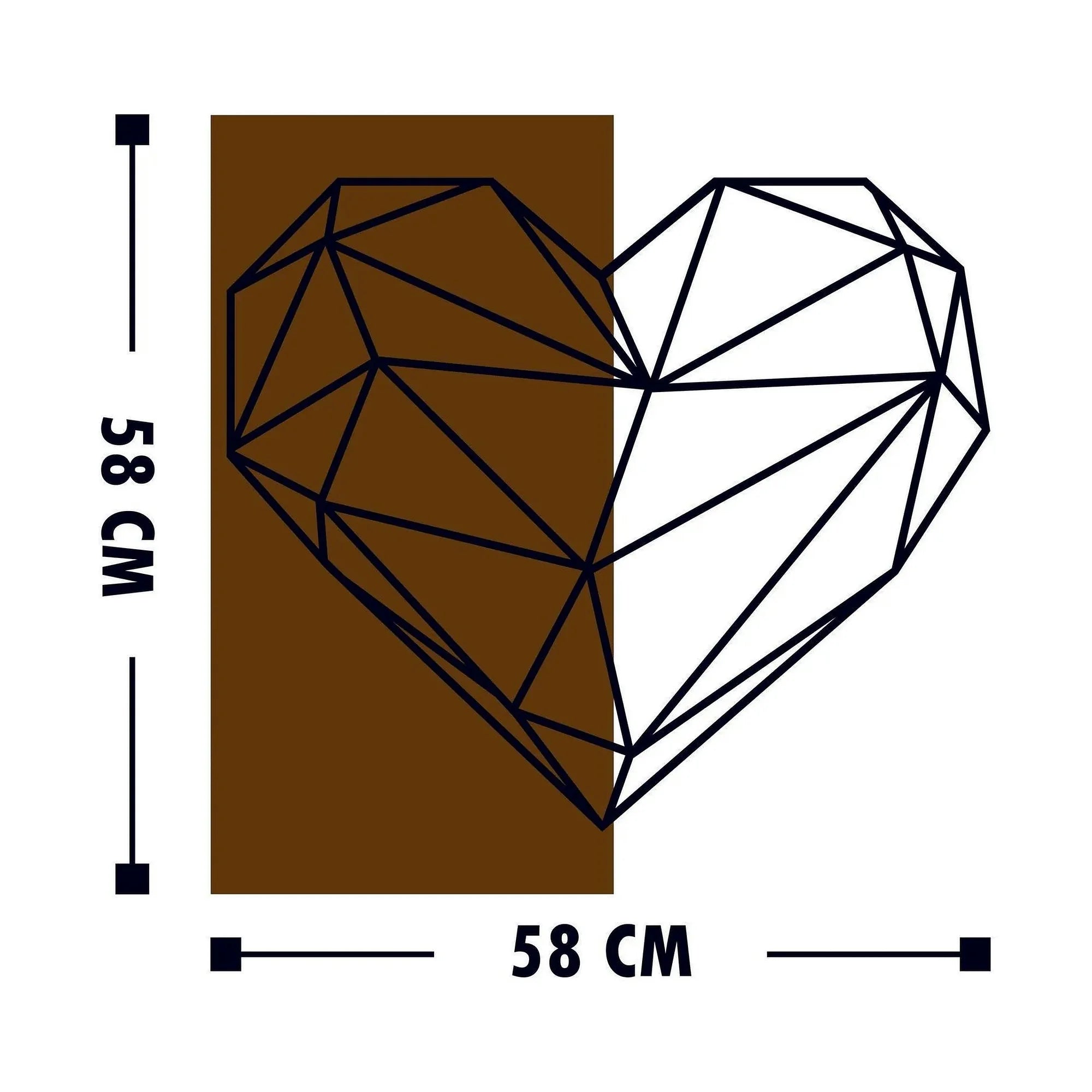 Accesoriu decorativ HEART, stejar/negru, lemn/metal, 58x58 cm