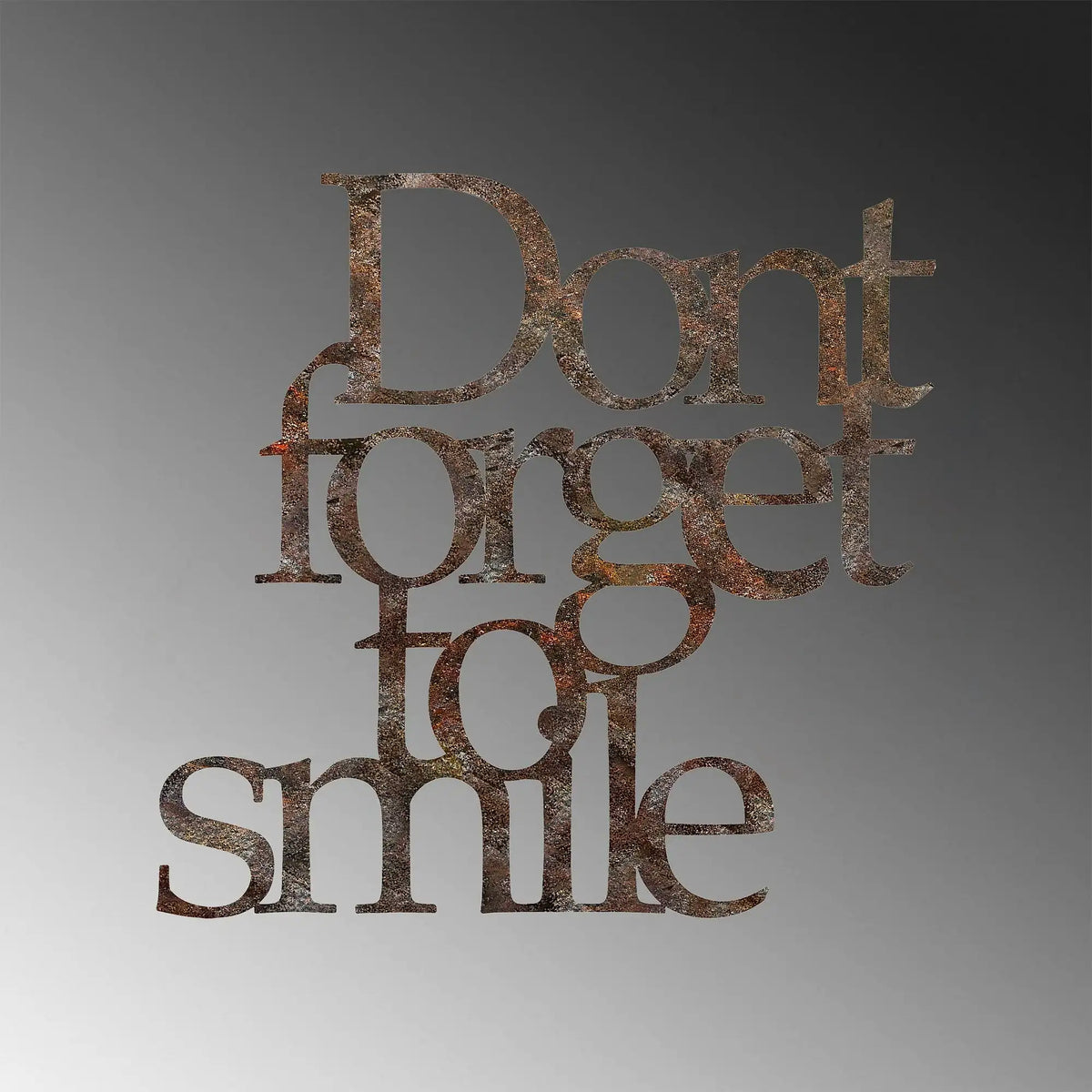 Accesoriu decorativ RUGINOUY DONT FORGET FOR SMILE, antichizat, metal, 67x70 cm
