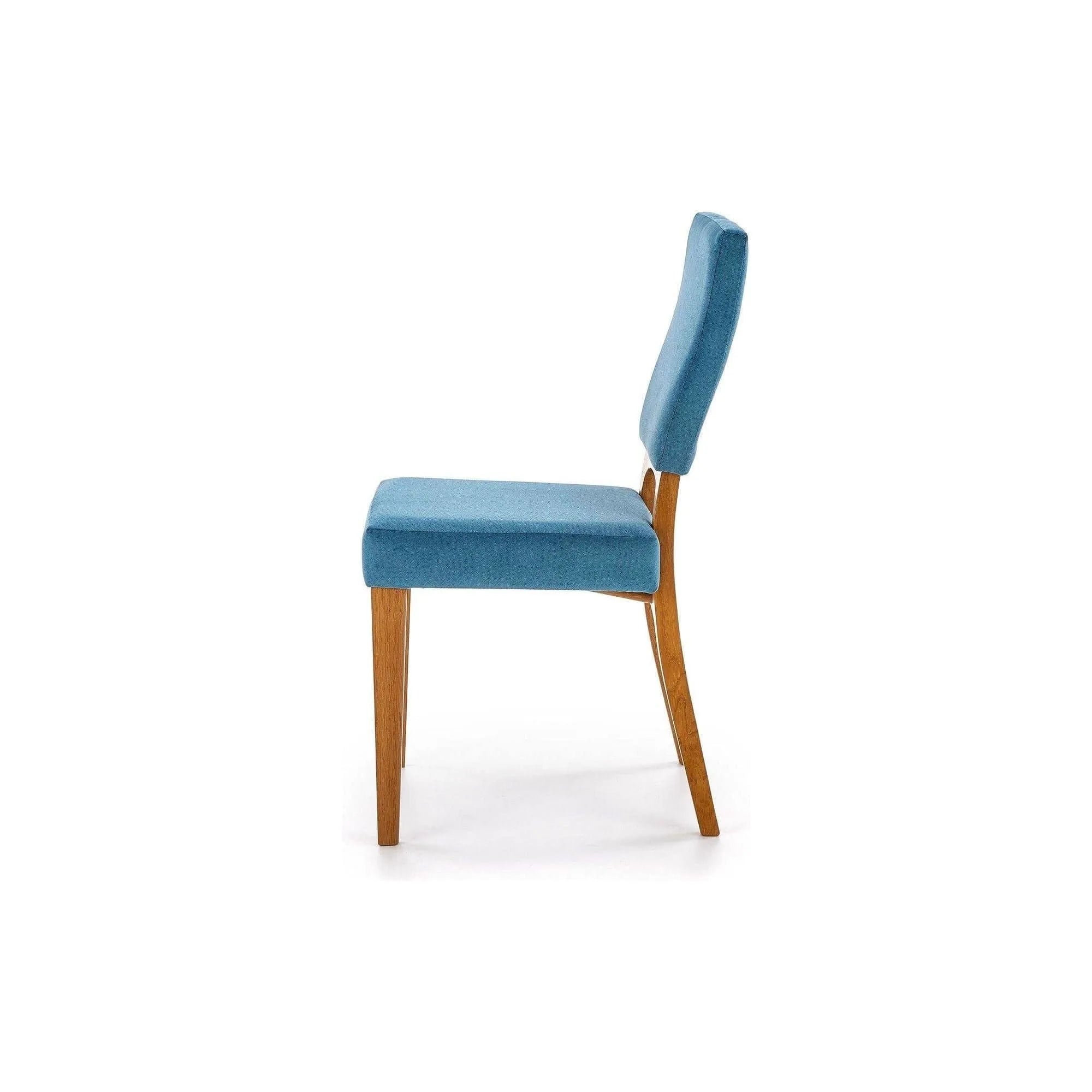 Scaun living WENANTY, albastru/stejar, stofa clasica/lemn, 43x56x91 cm
