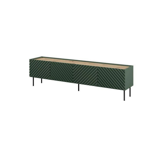 Comoda TV ONDA, verde inchis/stejar, PAL laminat, 200x40x54 cm