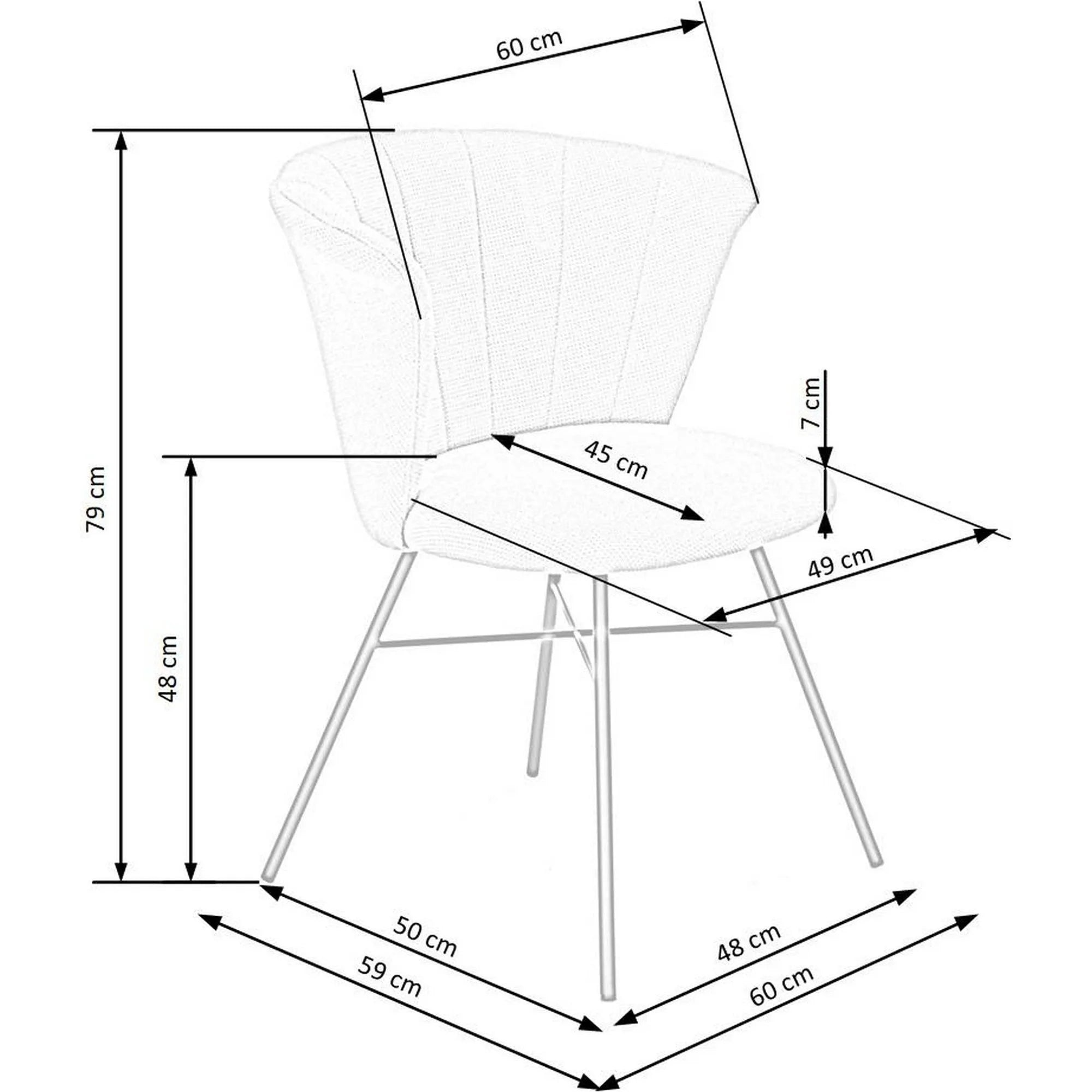 Scaun K459, bej/negru, stofa clasica/otel, 60x59x79 cm