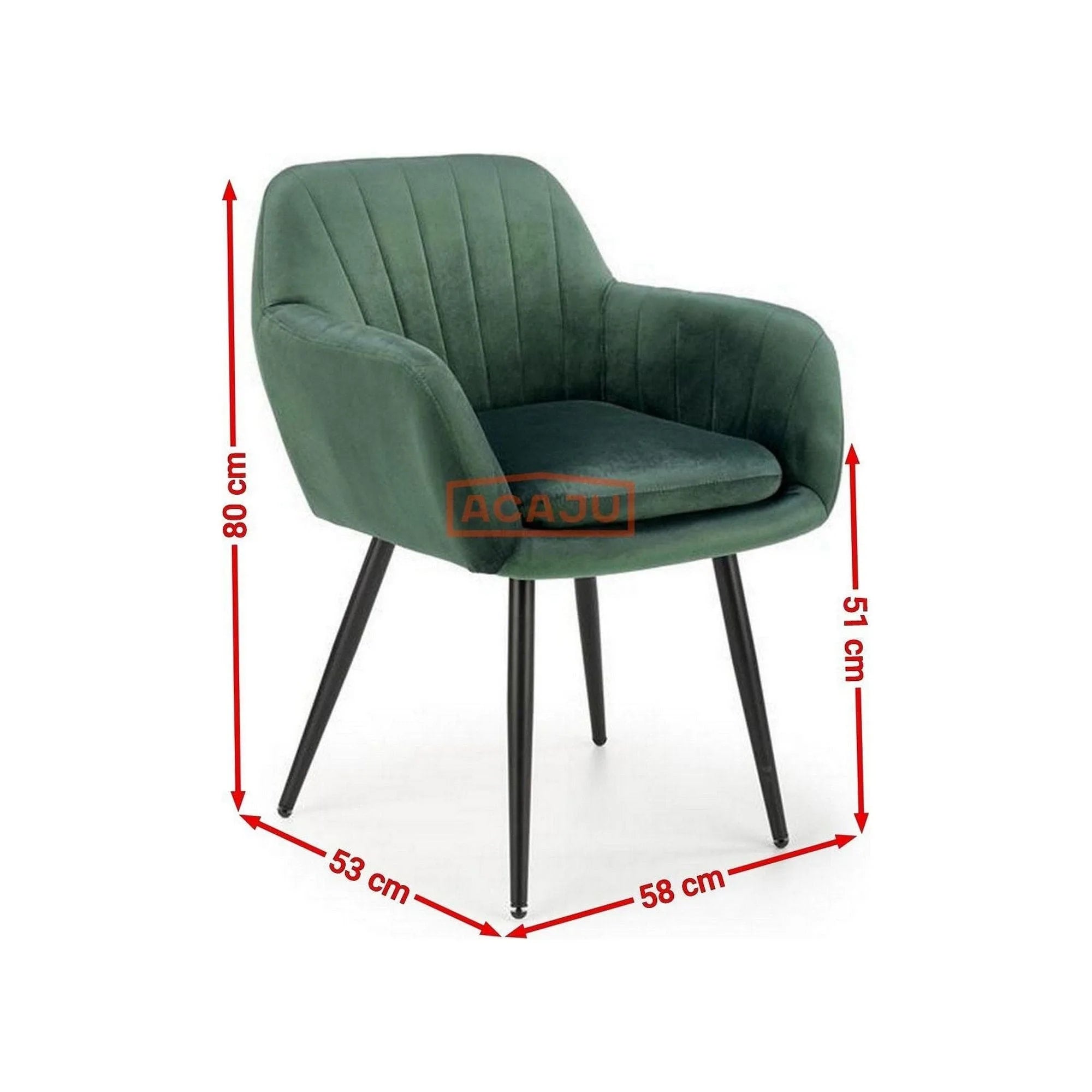 Scaun K429, verde/negru, stofa catifelata/metal, 58x53x80 cm