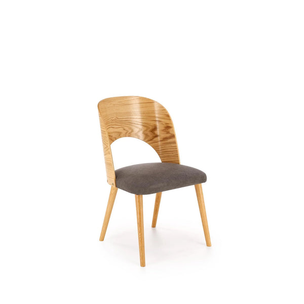 Scaun CADIZ, stejar/gri, stofa/placaj/lemn, 52x58x83 cm