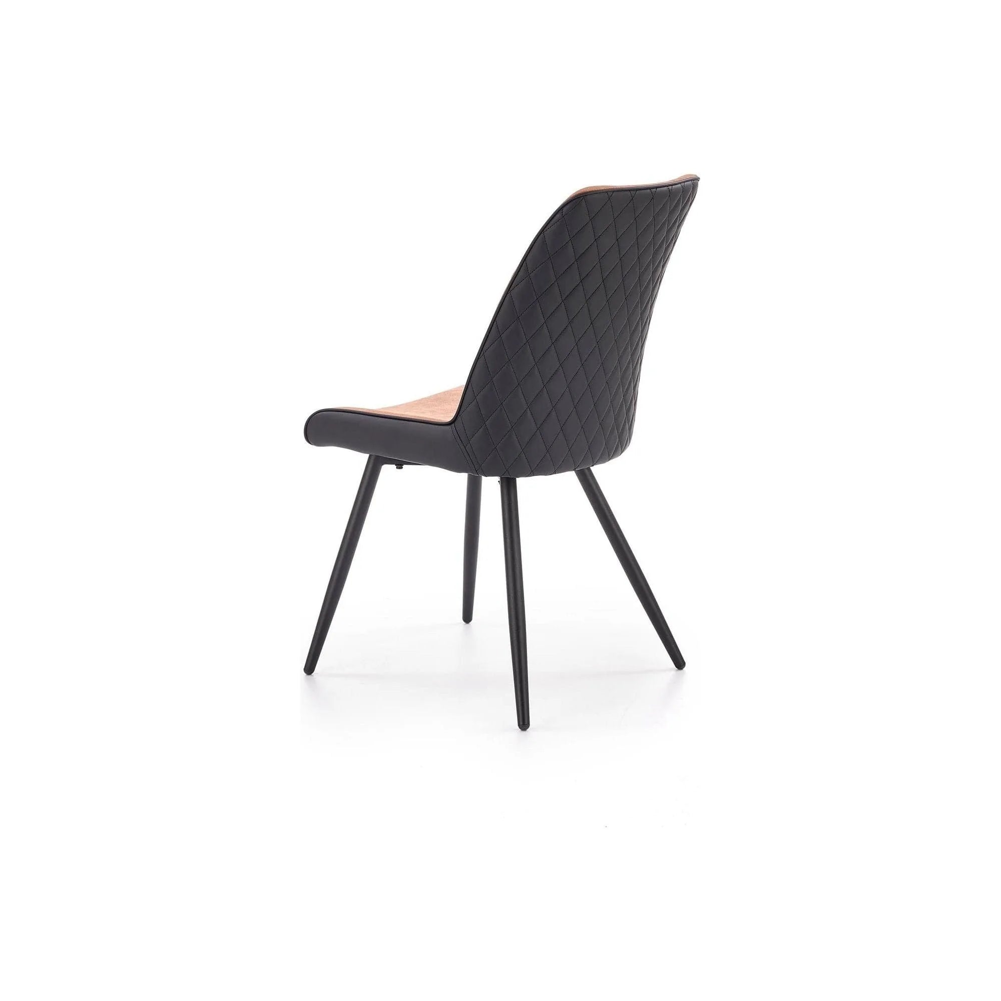 Scaun tapitat K323, maro/negru, piele ecologica/metal, 45x59x88 cm