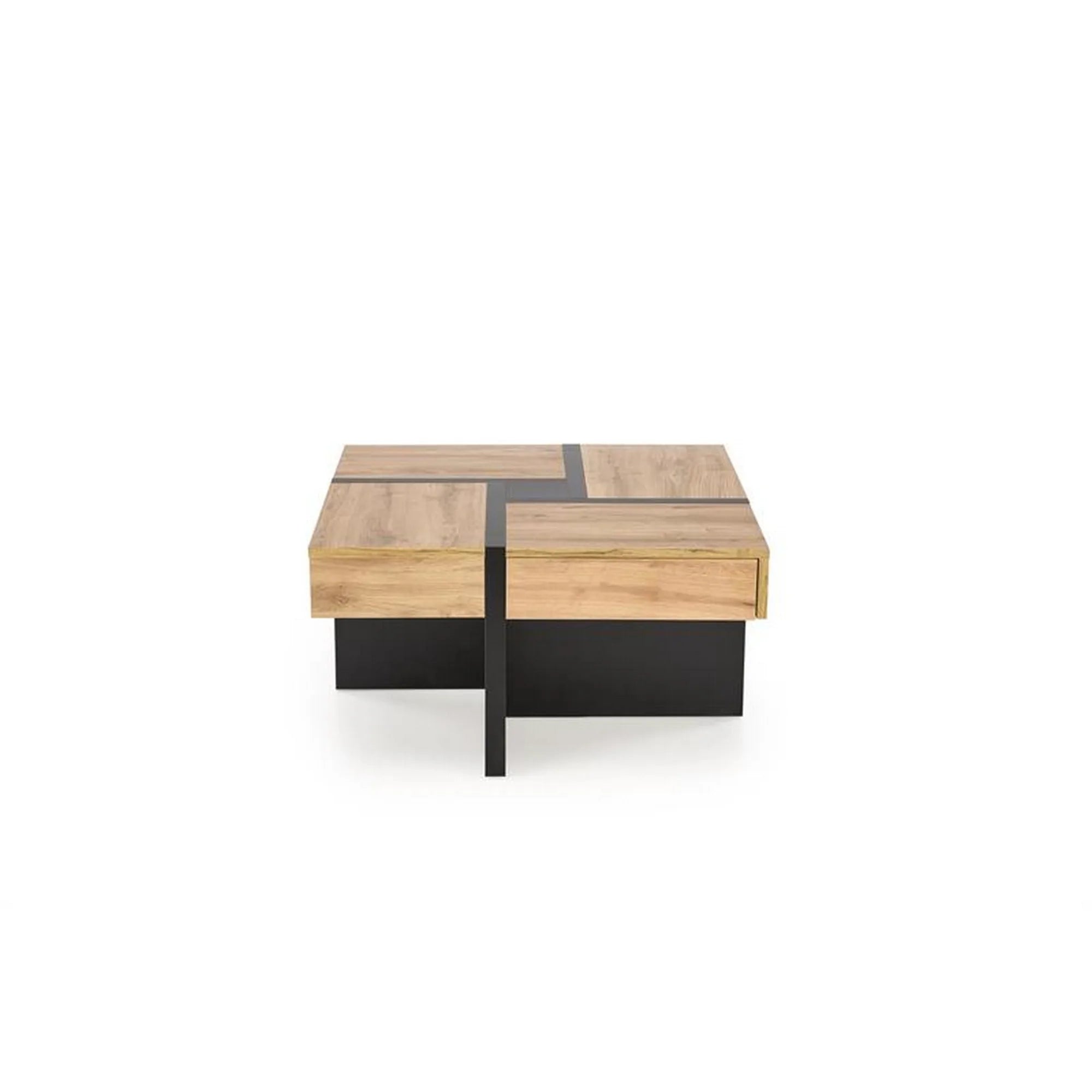 Masuta SEVILLA S, stejar/negru, PAL laminat, 80x80x47 cm