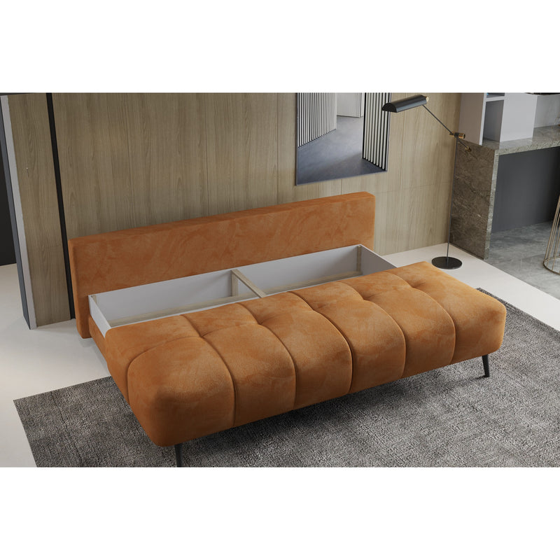 Canapea extensibila ALBA, personalizabil materiale Gama Premium, cu lada depozitare, 201x100x75/90 cm