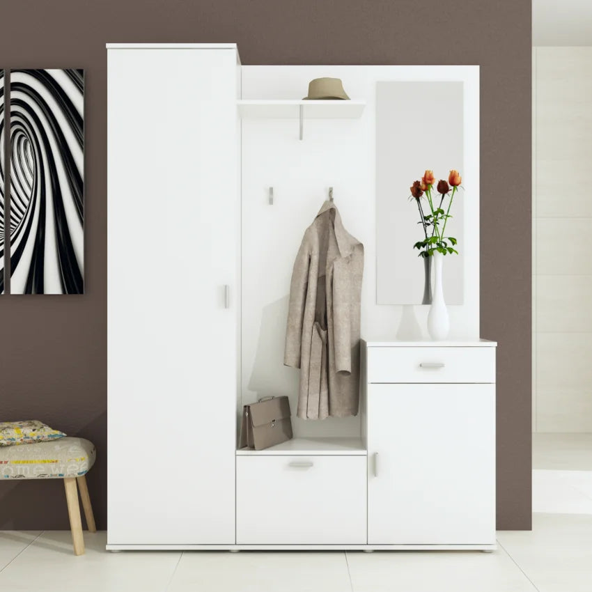 Mobilier hol AMALIA, alb, PAL melaminat, 145x29x188 cm
