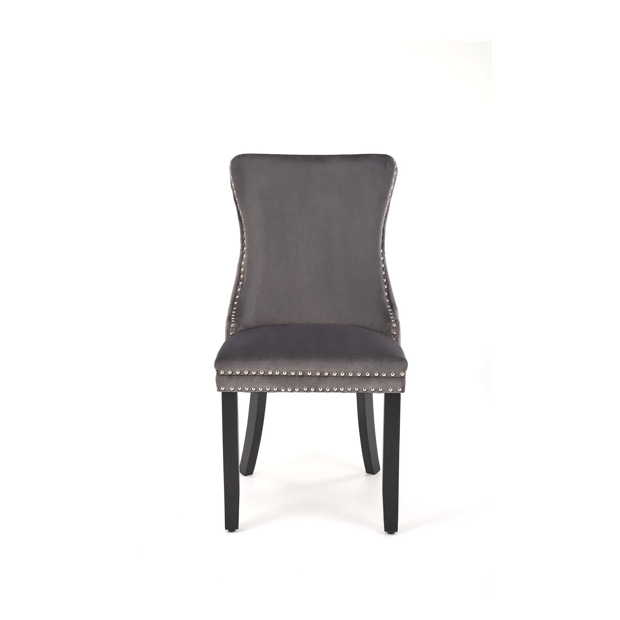 Scaun ALDA, gri/negru, stofa catifelata/lemn, 50x62x95 cm