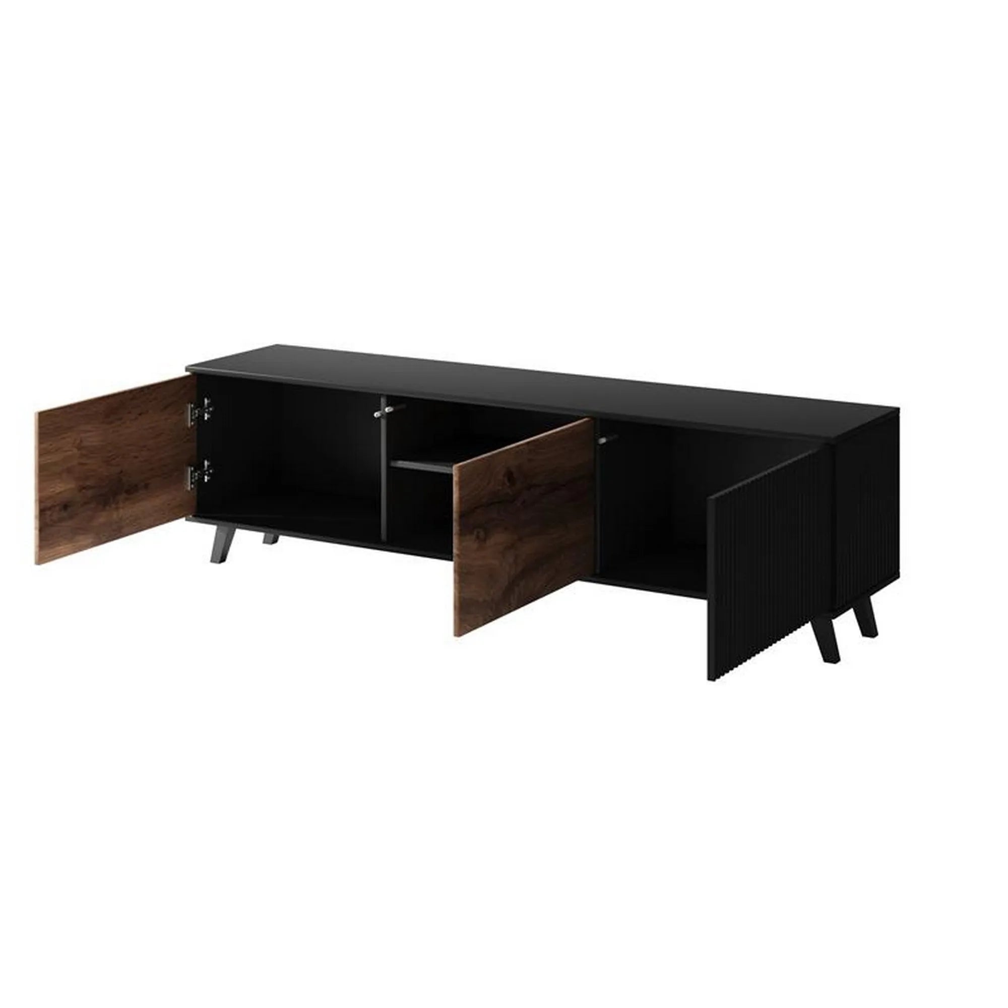 Comoda TV RANDOM, stejar wotan/negru, PAL furniruit, 180x40x52 cm