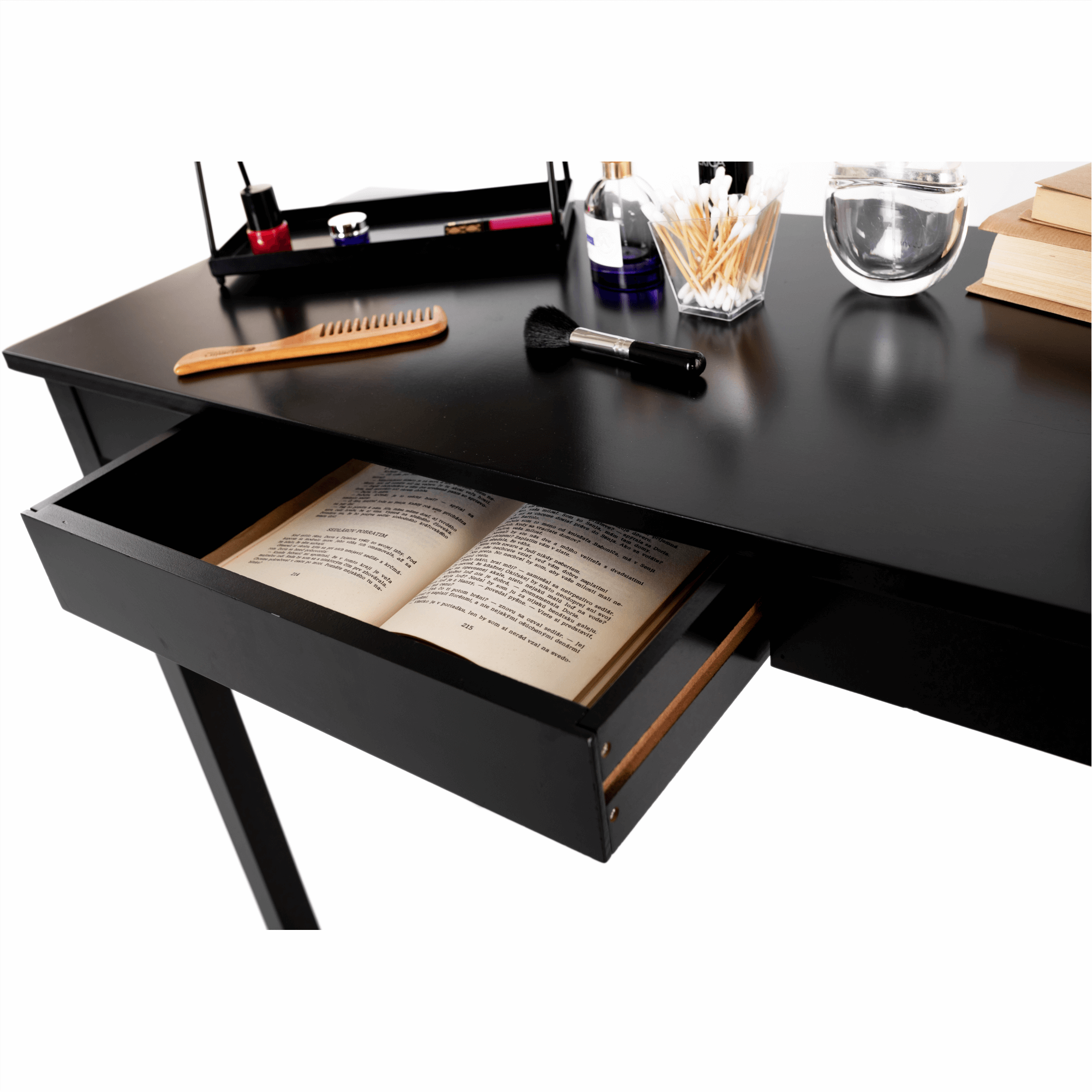 Consola AMYNTAS, negru, 80x40x75 cm