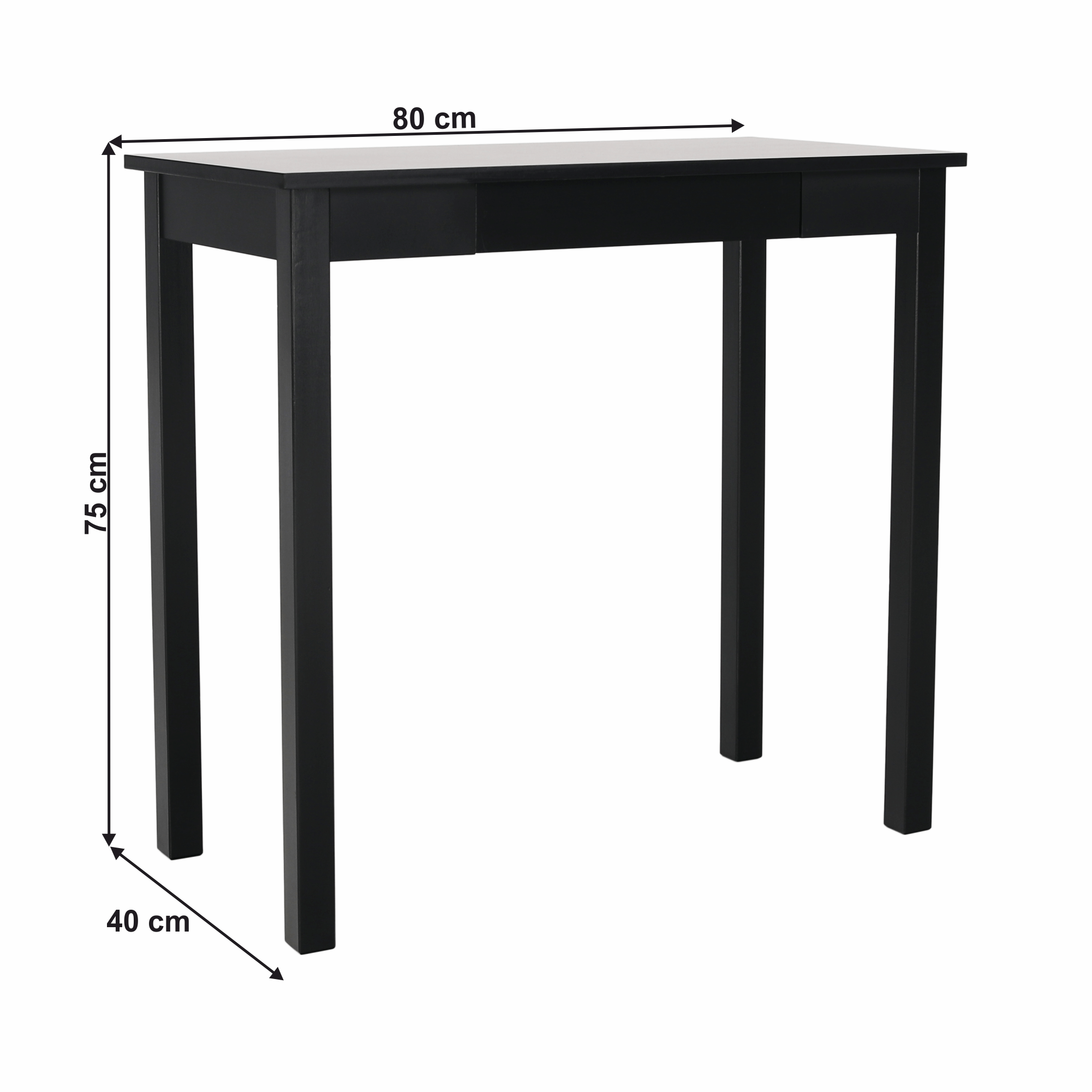 Consola AMYNTAS, negru, 80x40x75 cm