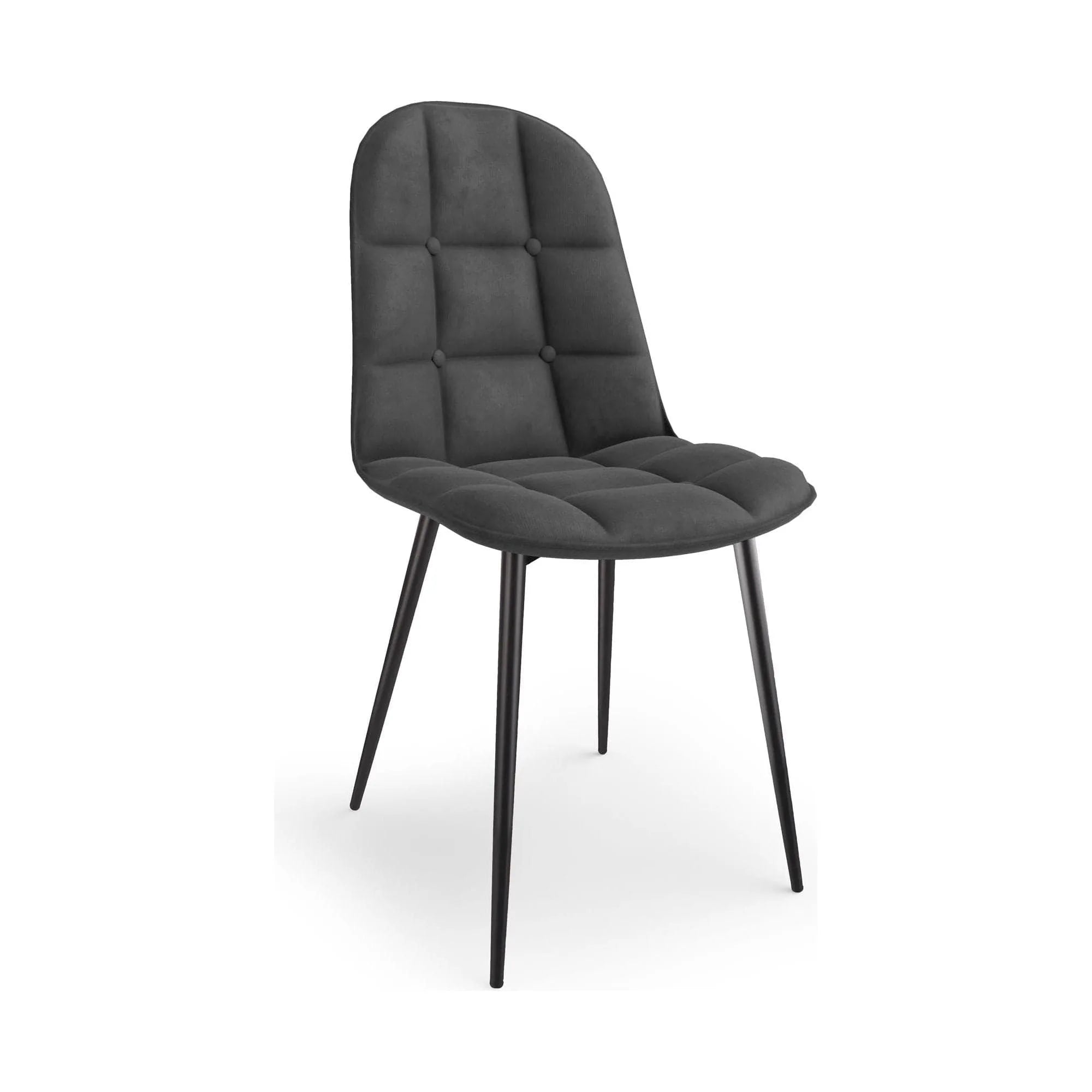 Scaun tapitat K417, gri/negru, stofa catifelata/metal, 46x56x87 cm